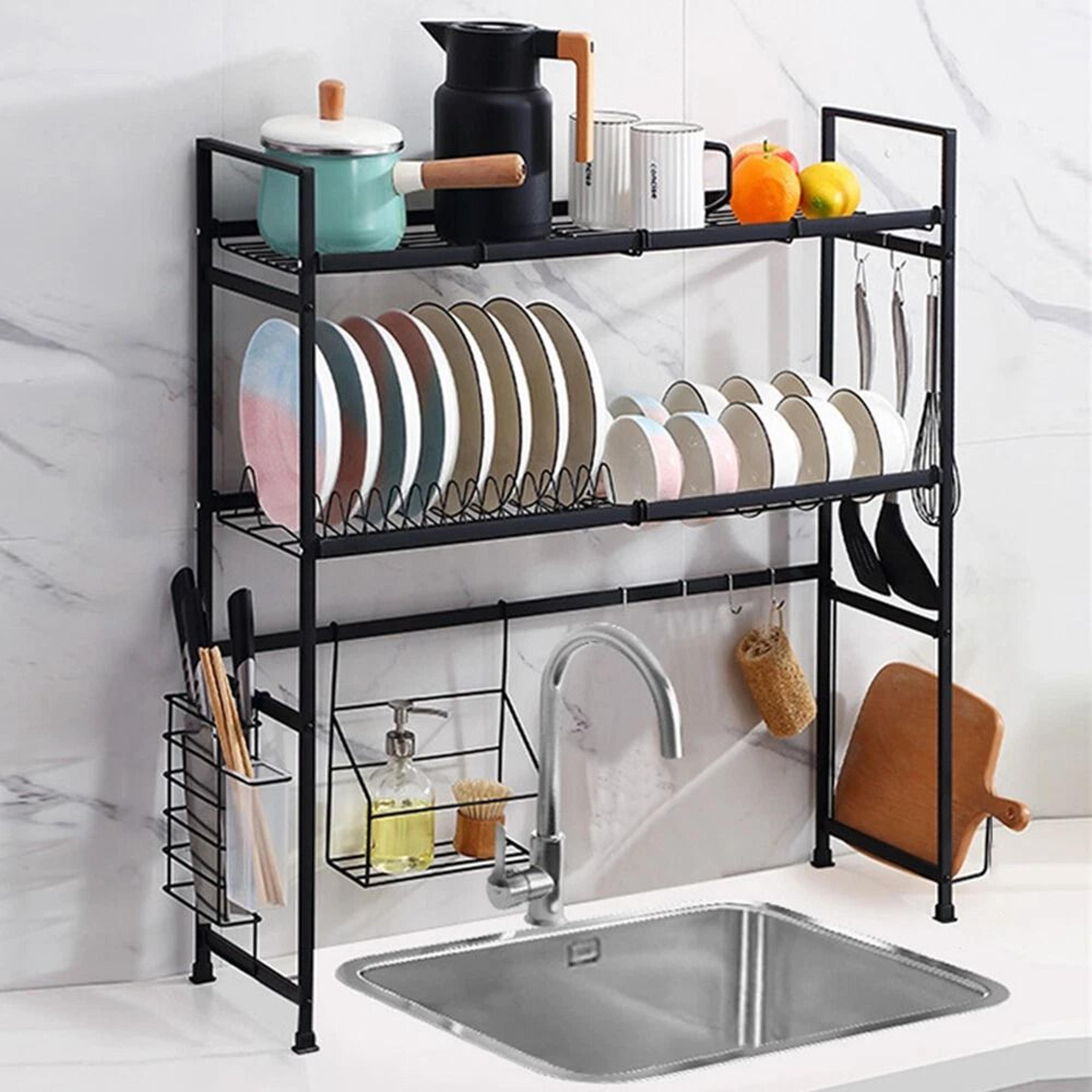 2 tier over the sink dish drying rack stainless steel kitchen organizer