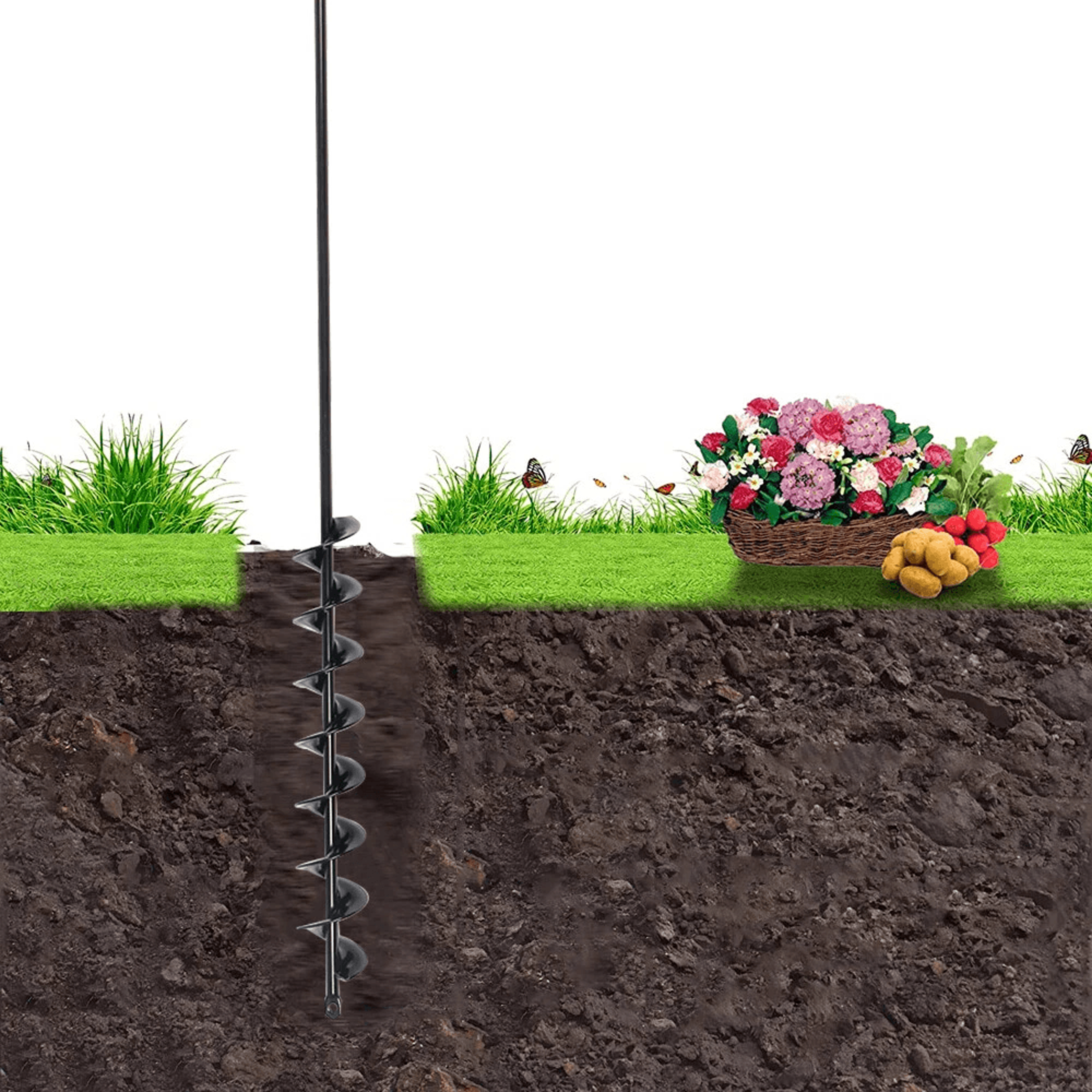 heavy duty extended length garden auger drill bit ultimate bulb planting tool for soil & bedding