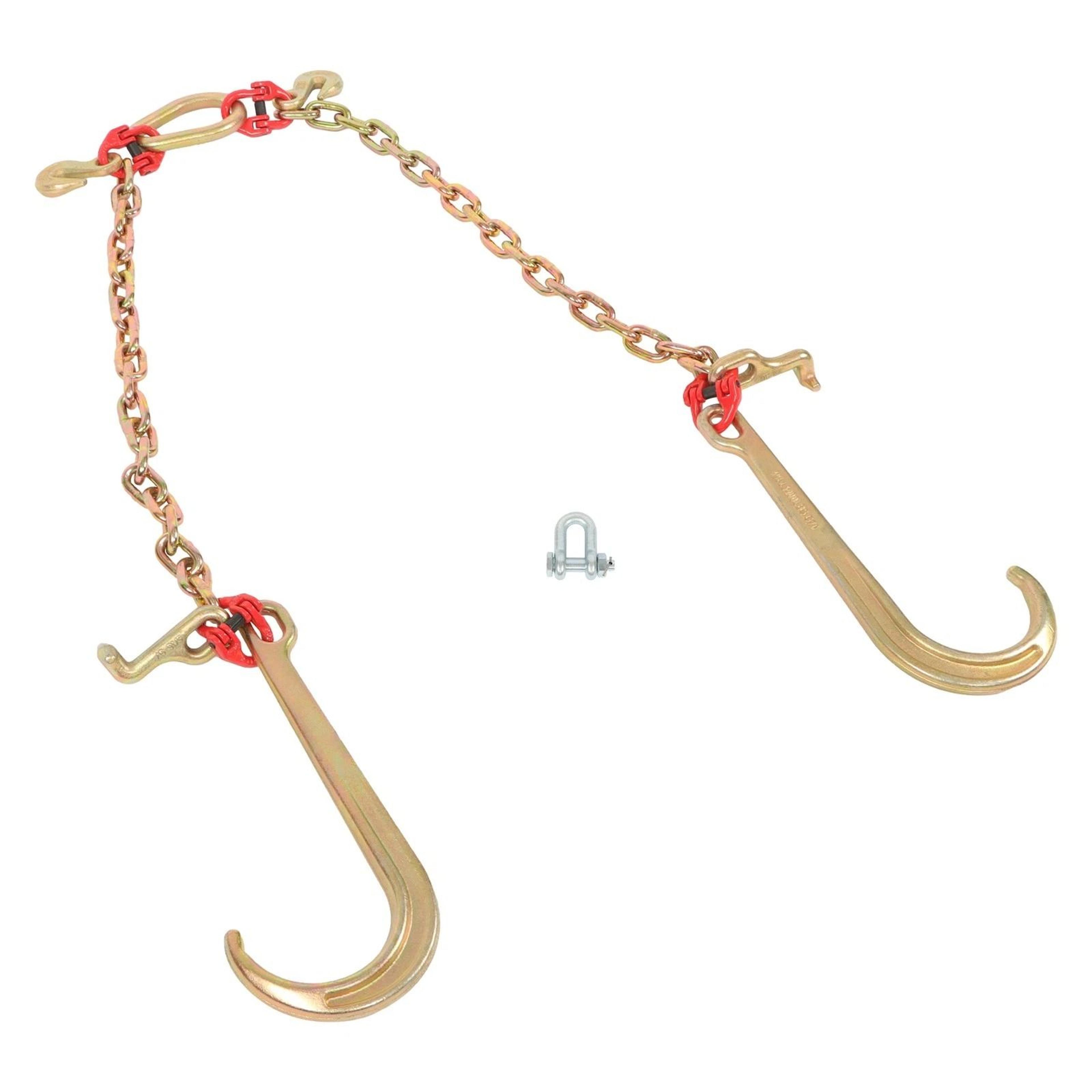 heavy duty g80 tow chain bridle with j hook towing chain & grab hooks