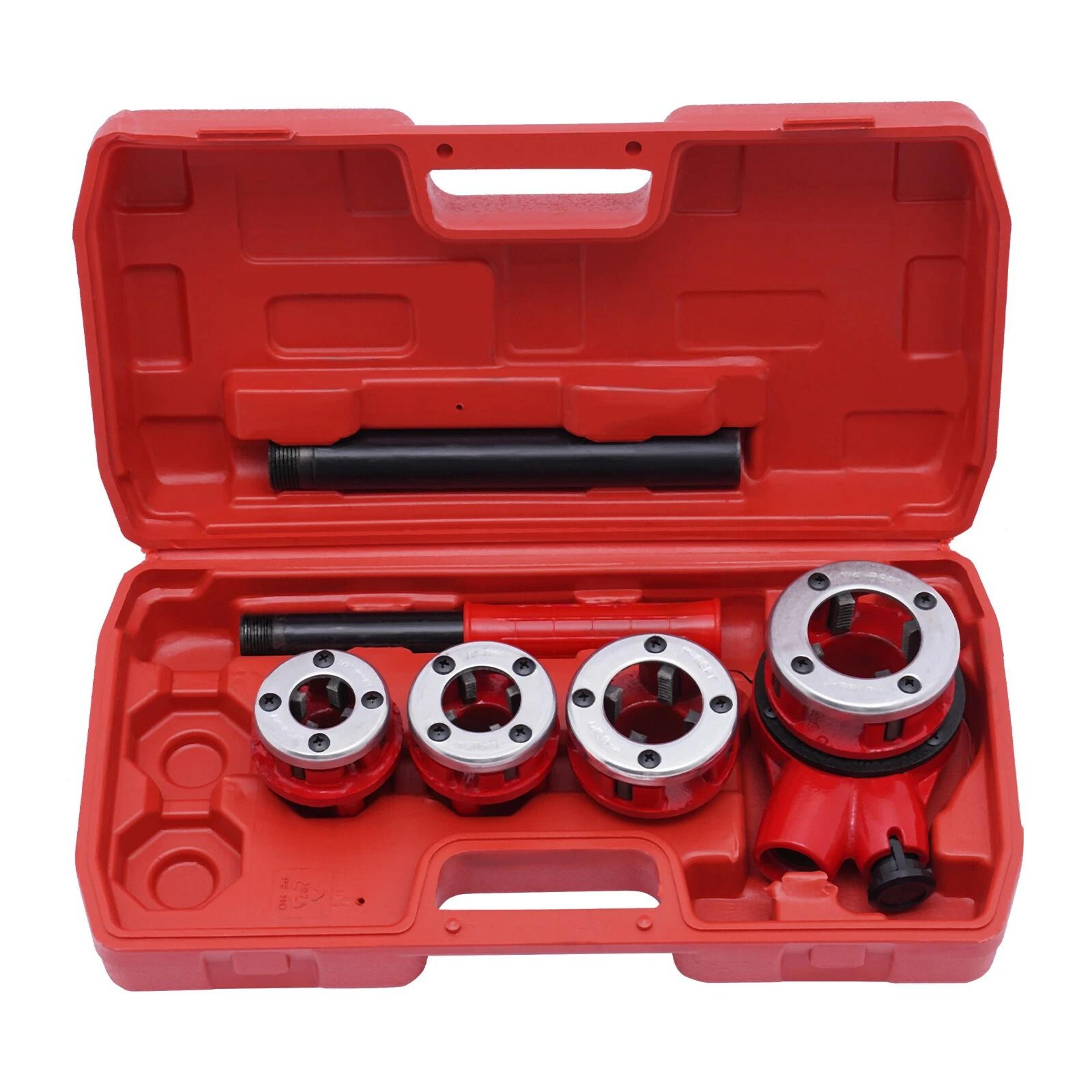 heavy duty manual pipe threader set with ratchet handle threading die set