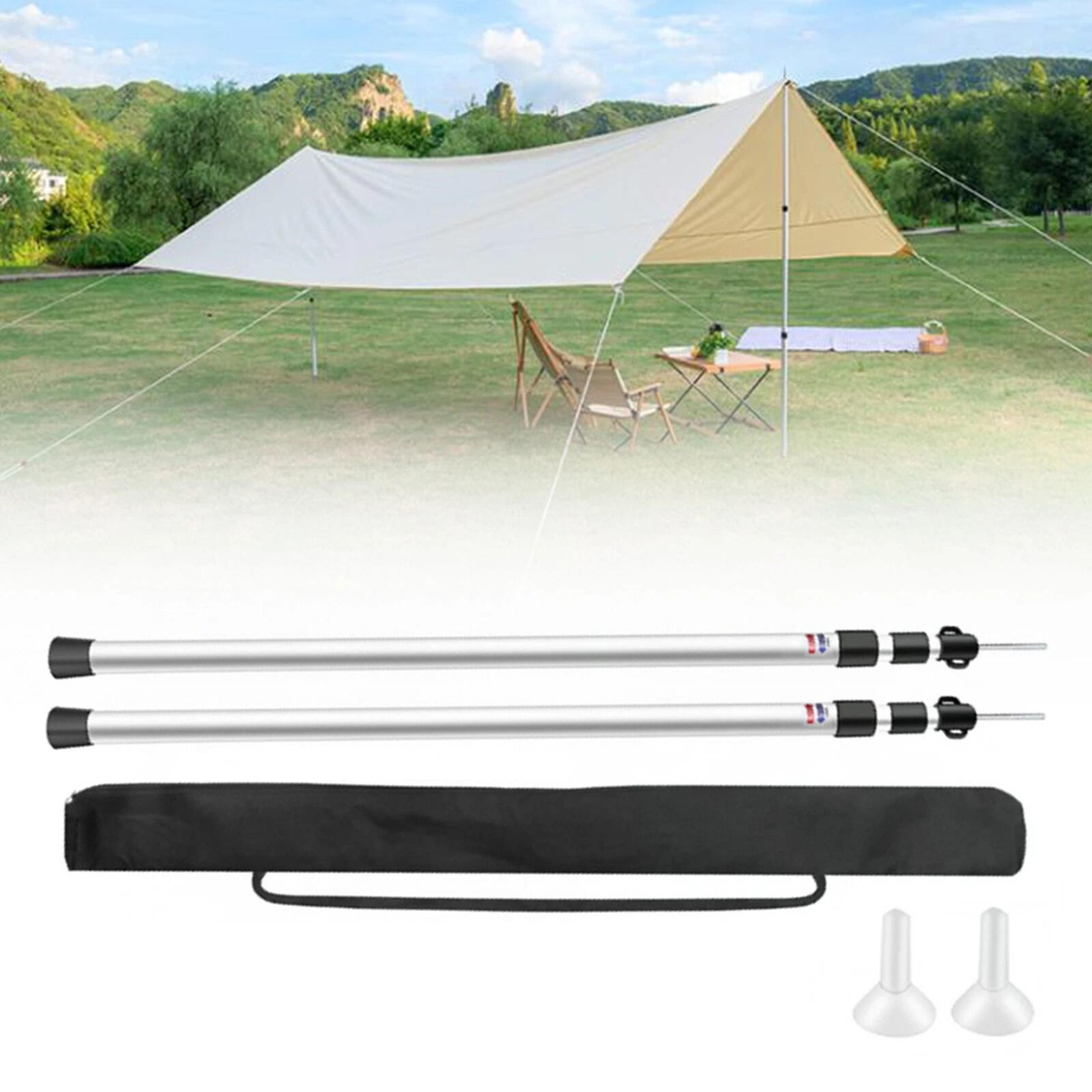 heavy duty telescopic camping tarp poles set adjustable canopy support poles for outdoor shelter & awning