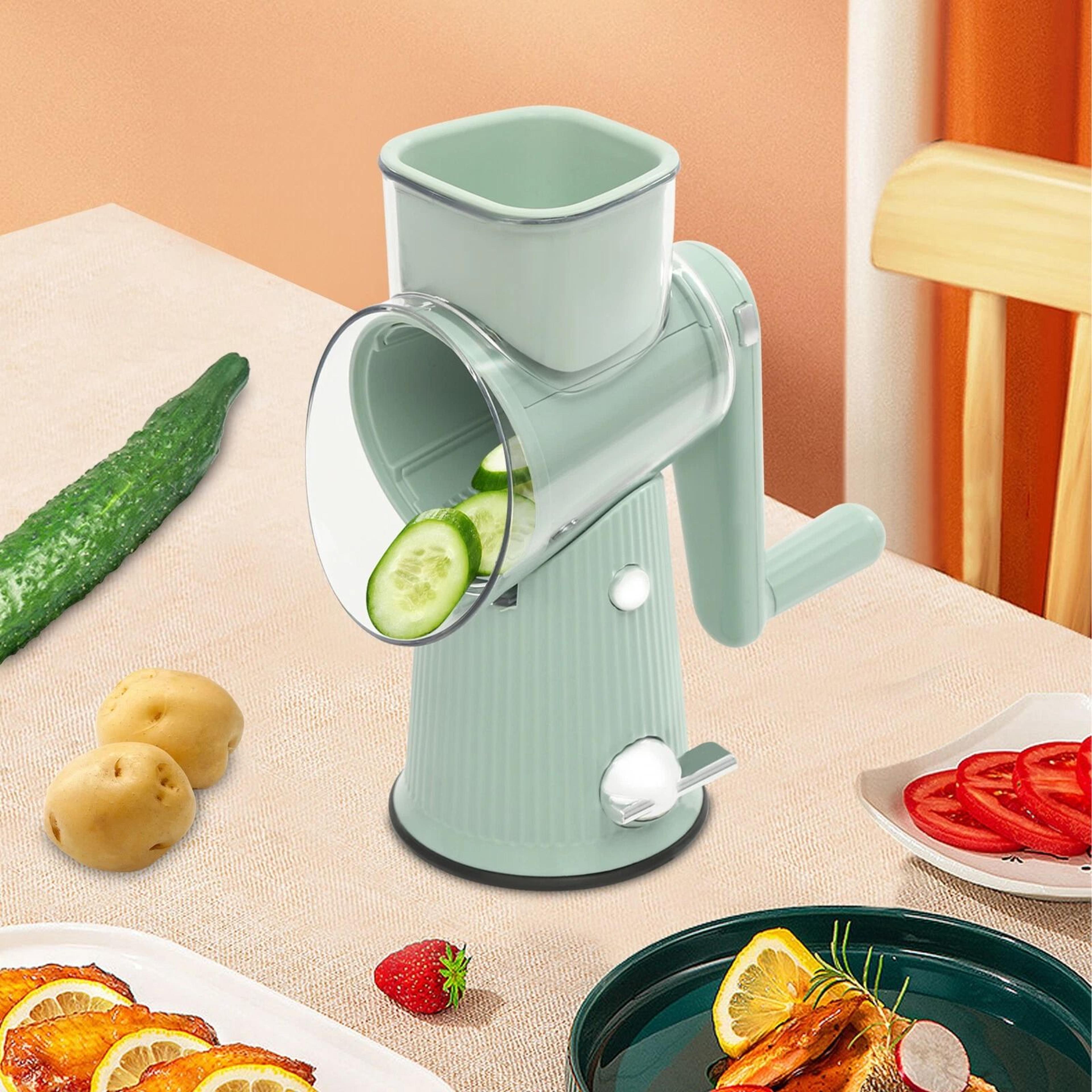premium 3 in 1 vegetable slicer & manual grater shredder rotary cutter kitchen prep tools