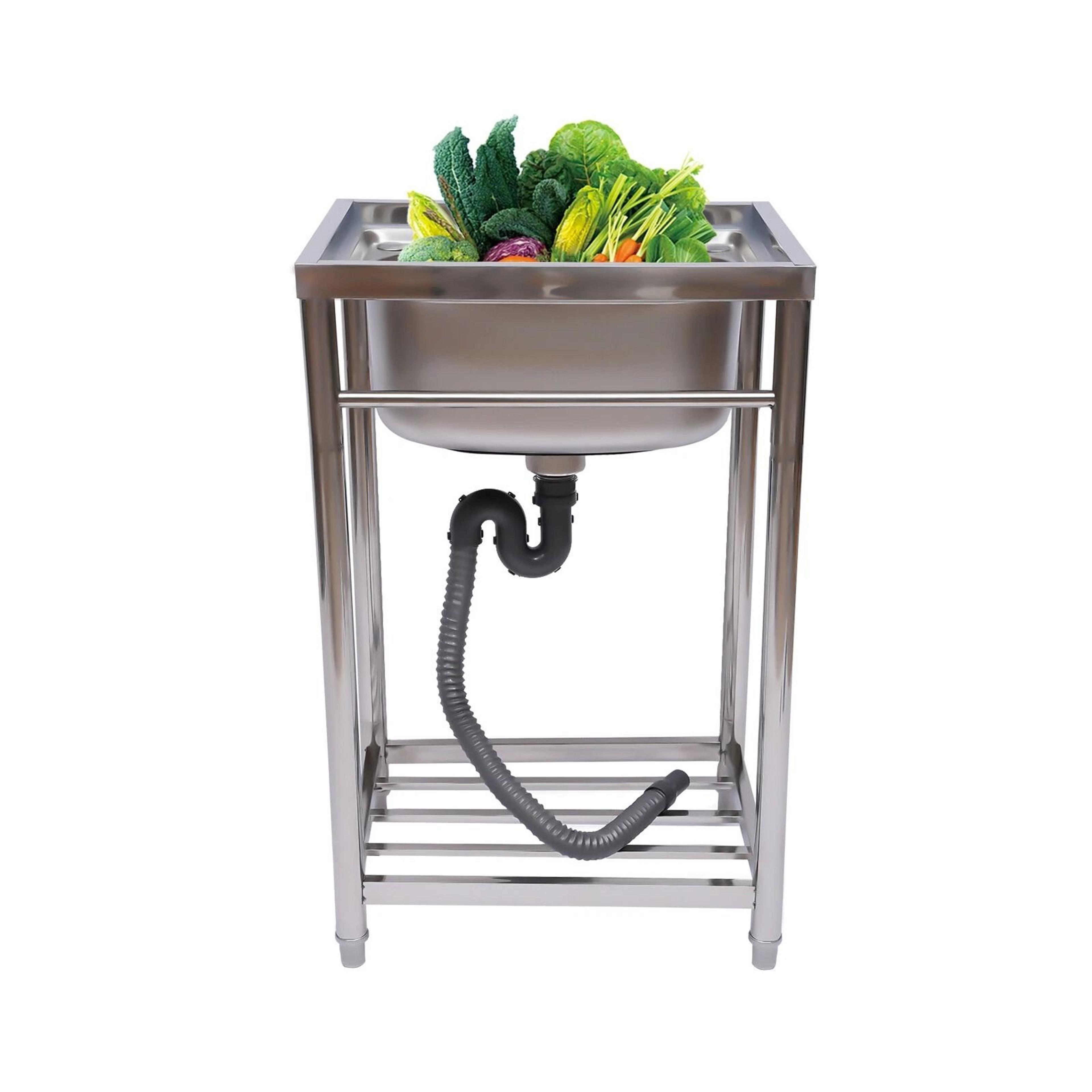 premium freestanding utility sink stainless steel laundry & kitchen single bowl wash basin