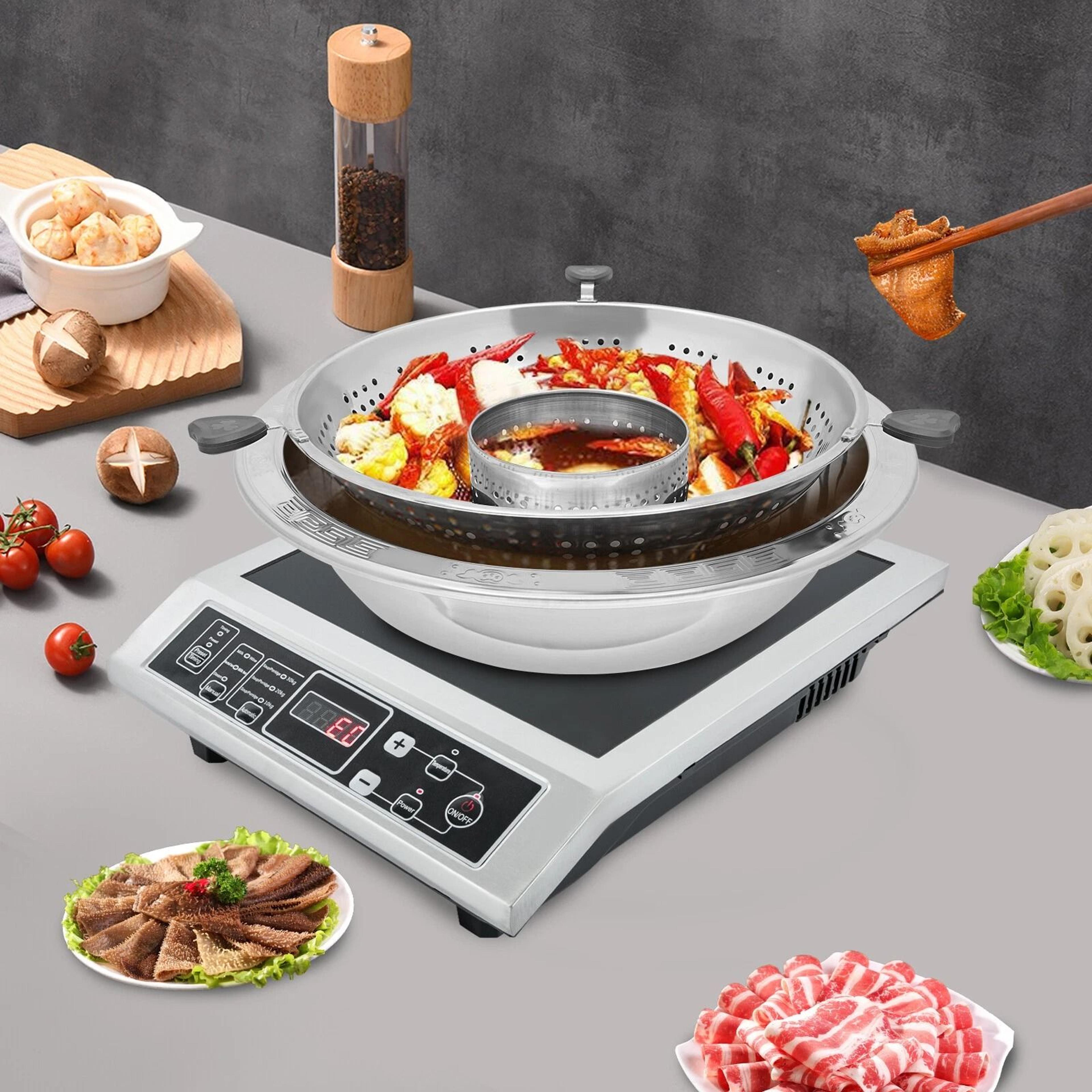 hot pot lifting two grid chinese-style lifting hot pot steel fondue chafing dish