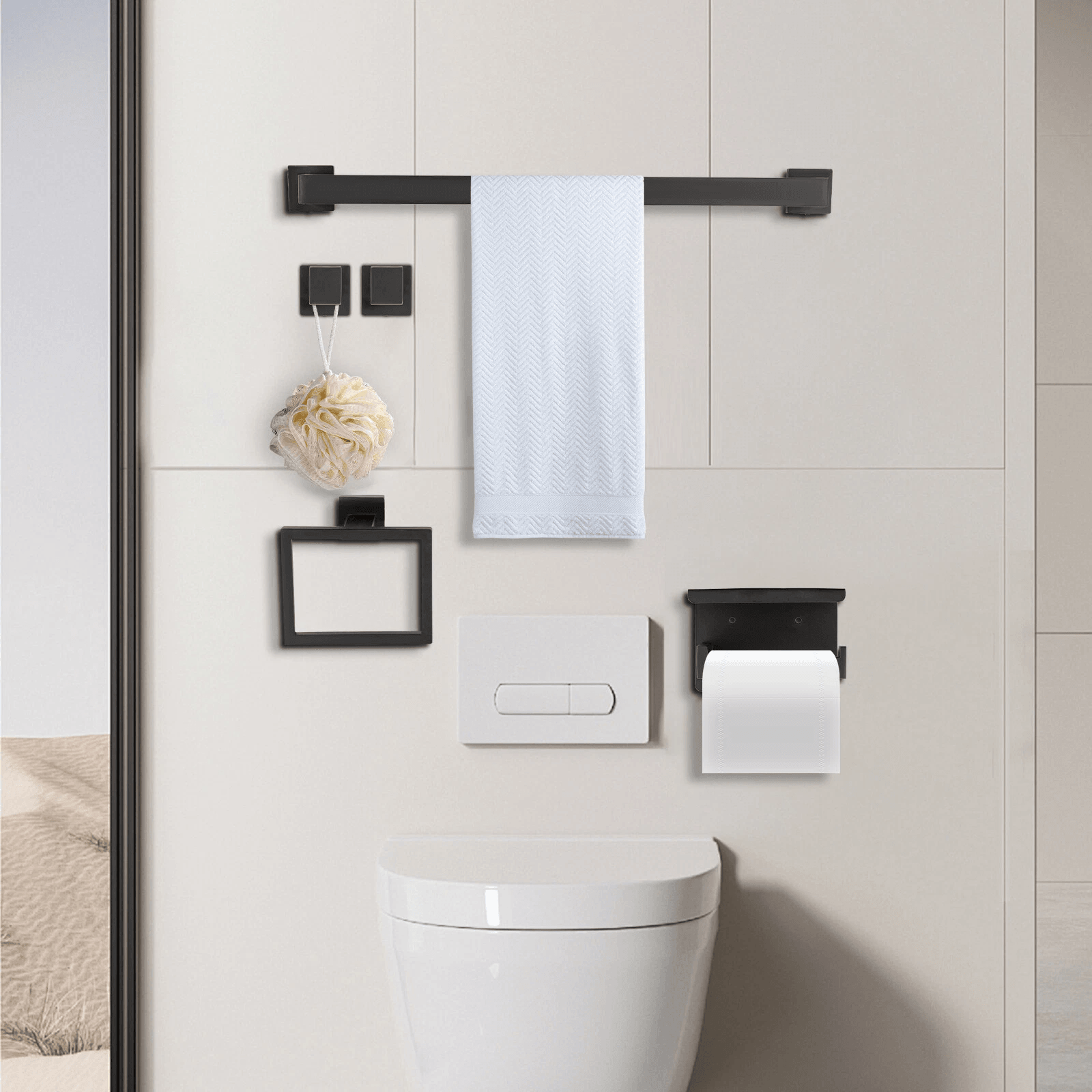 premium wall mounted bathroom hardware set matte black stainless steel bathroom accessories