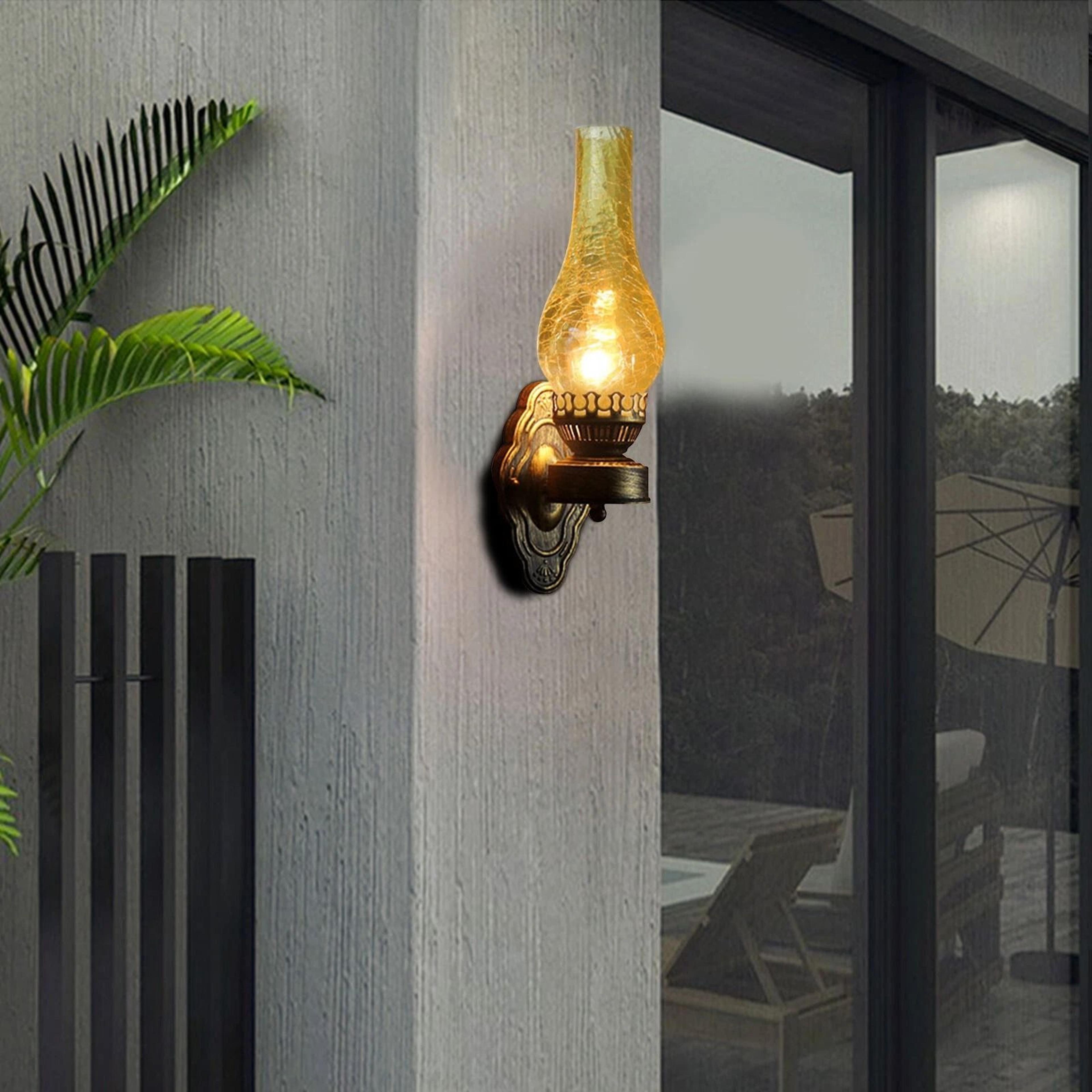 industrial vintage loft wall sconce light fixture with iron & glass