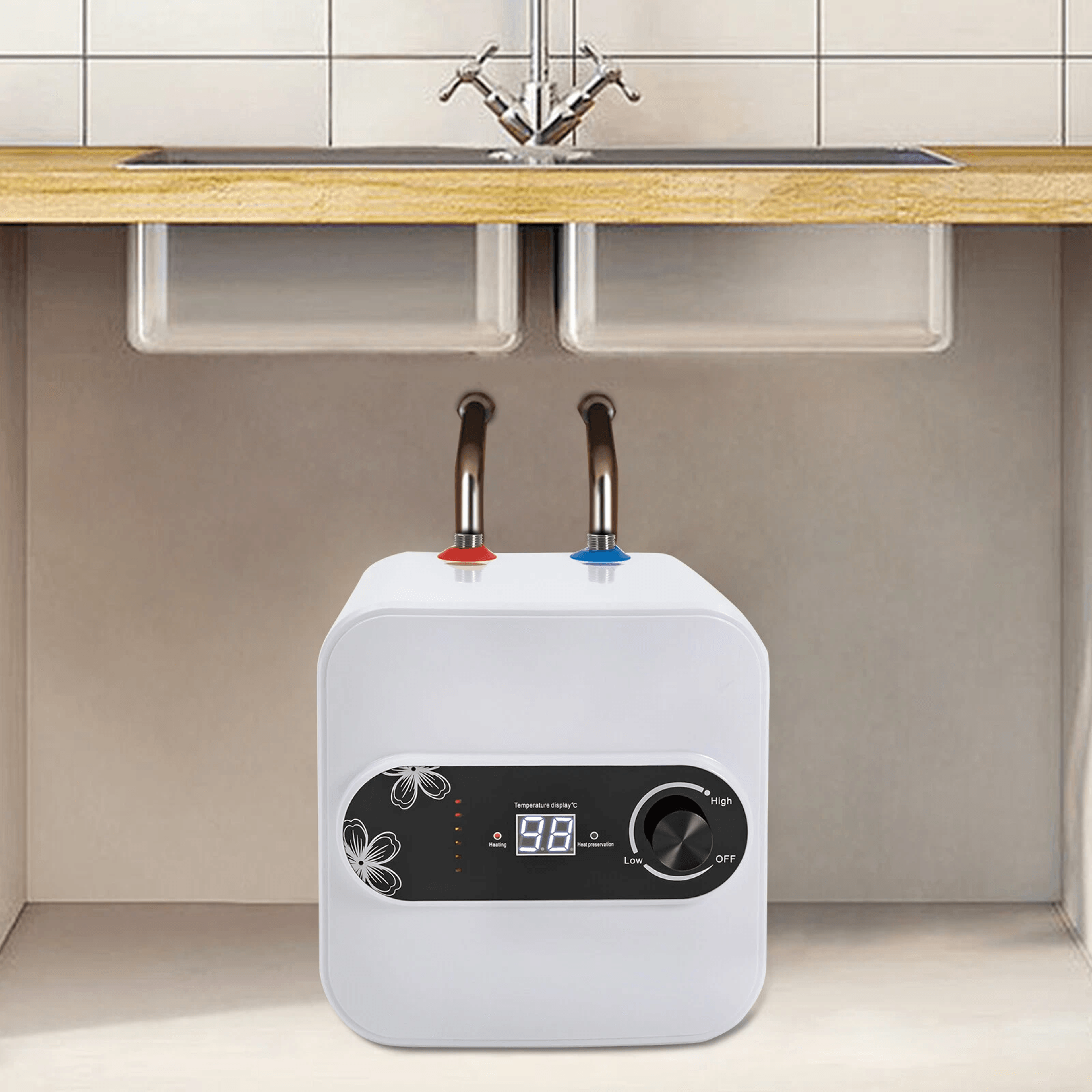 compact electric mini tank water heater for rv & under sink hot water