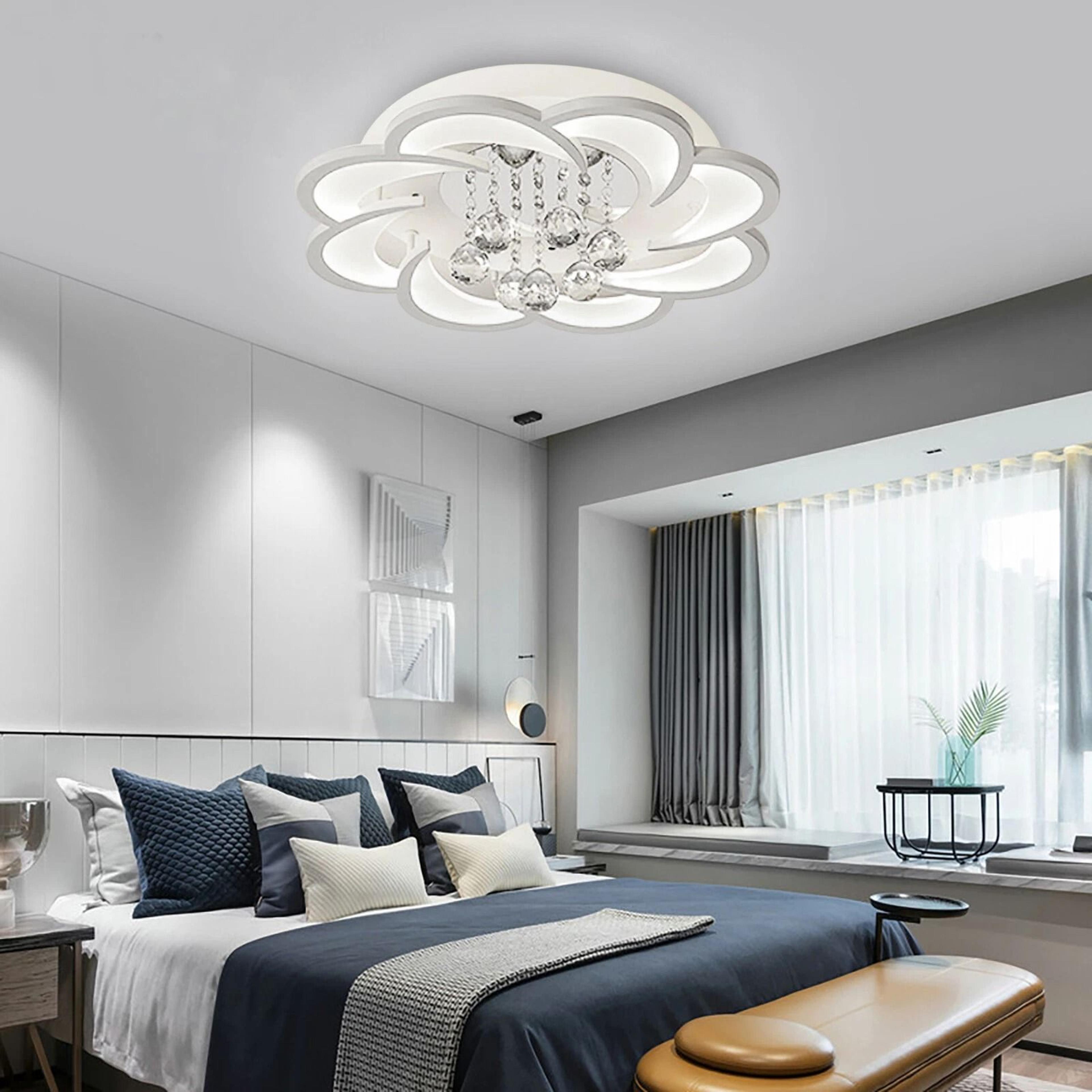 modern acrylic led ceiling light flower shaped crystal chandelier lamp