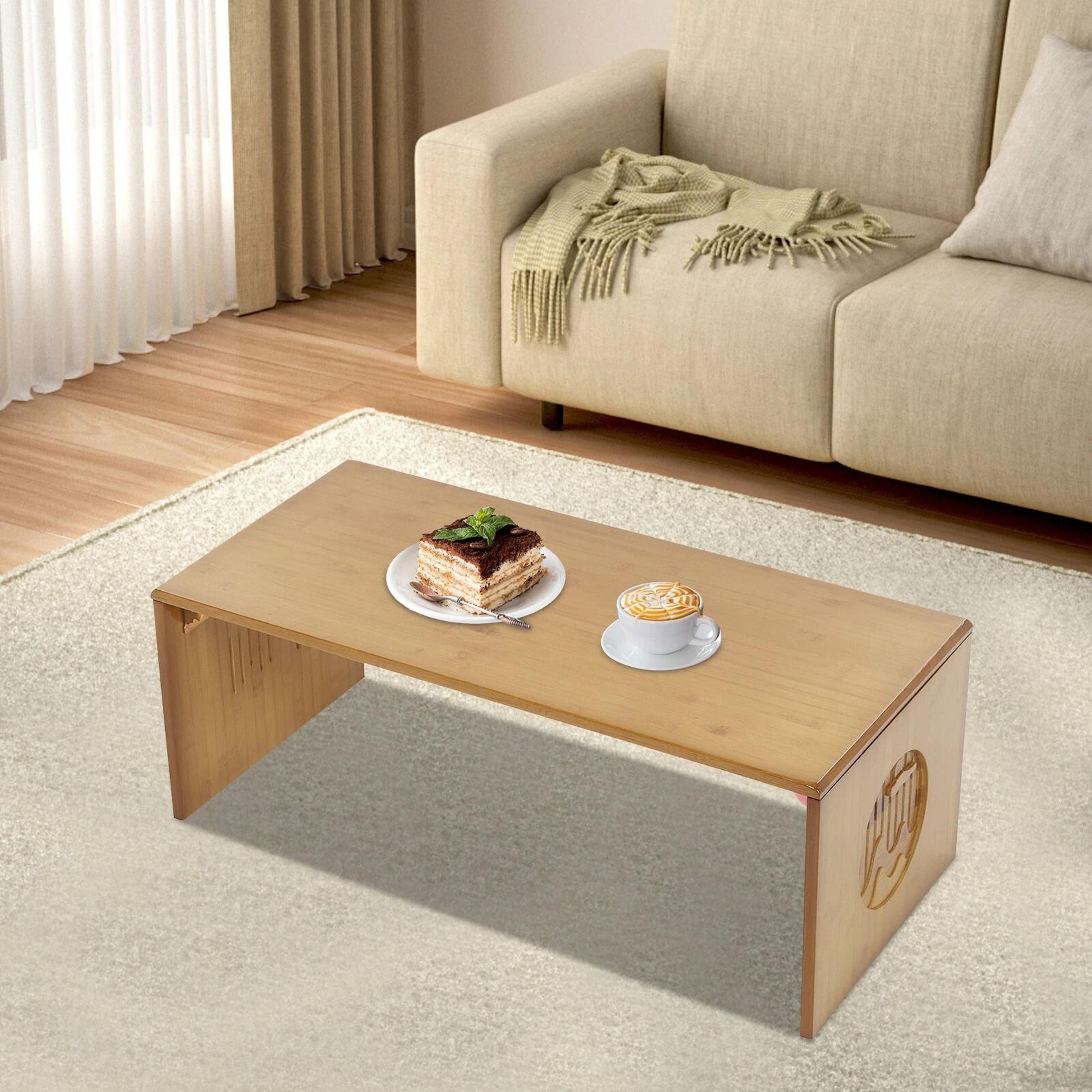 bamboo foldable floor coffee table low portable no assembly bamboo floor table