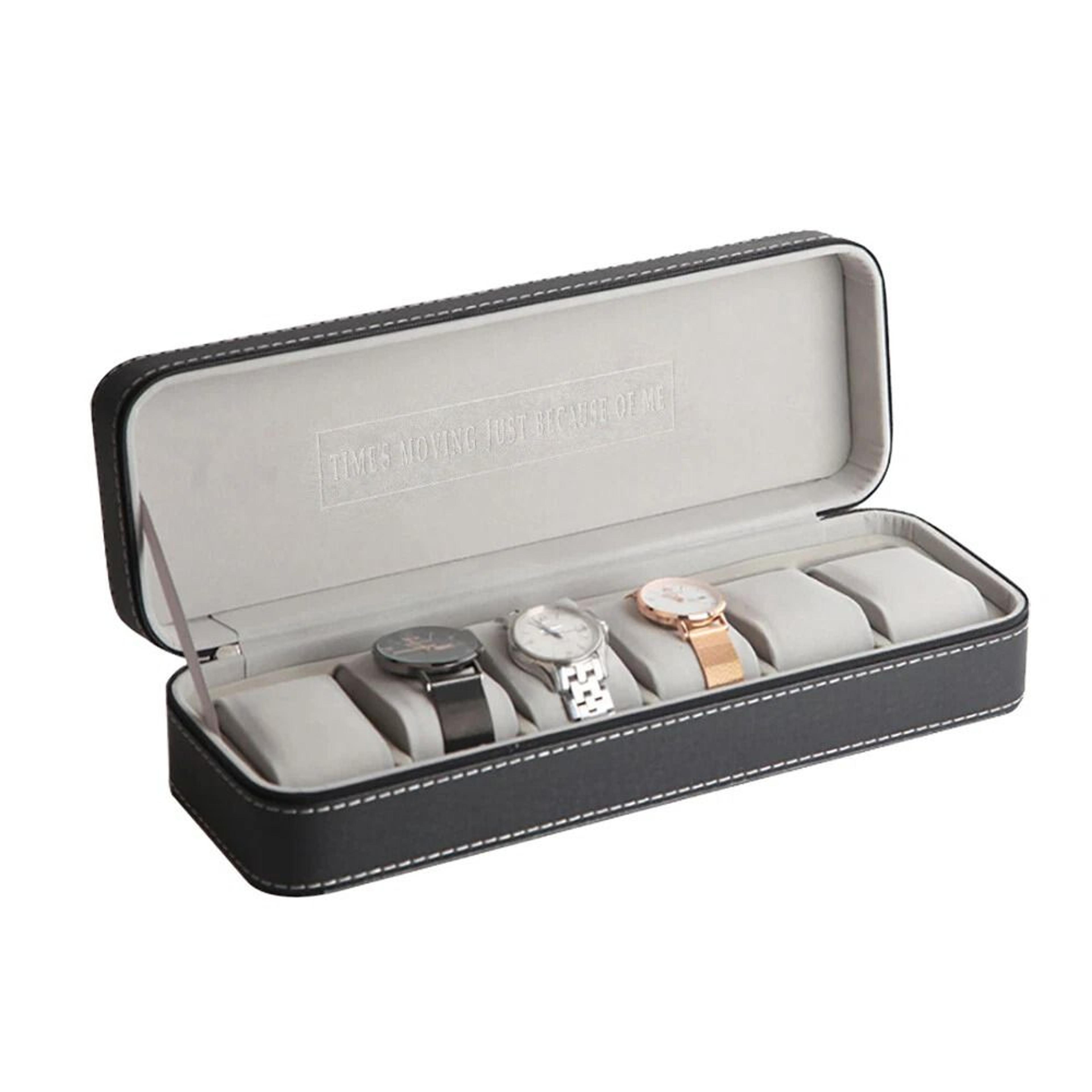 premium 6 slot portable jewelry organizer & watch organizer case leather travel display storages