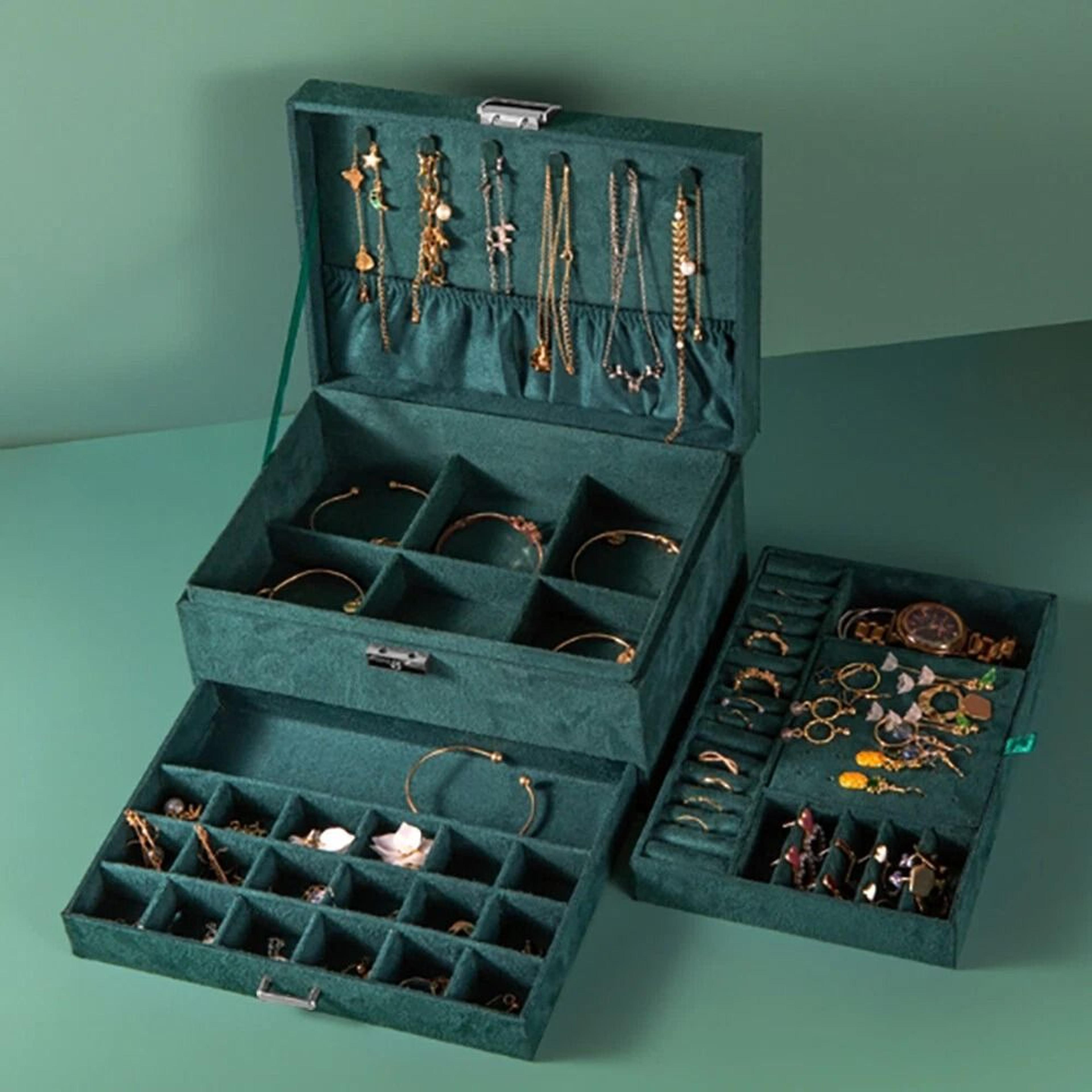 premium 3 layer jewelry organizer box large capacity jewelry box for ring, earring & necklace storage