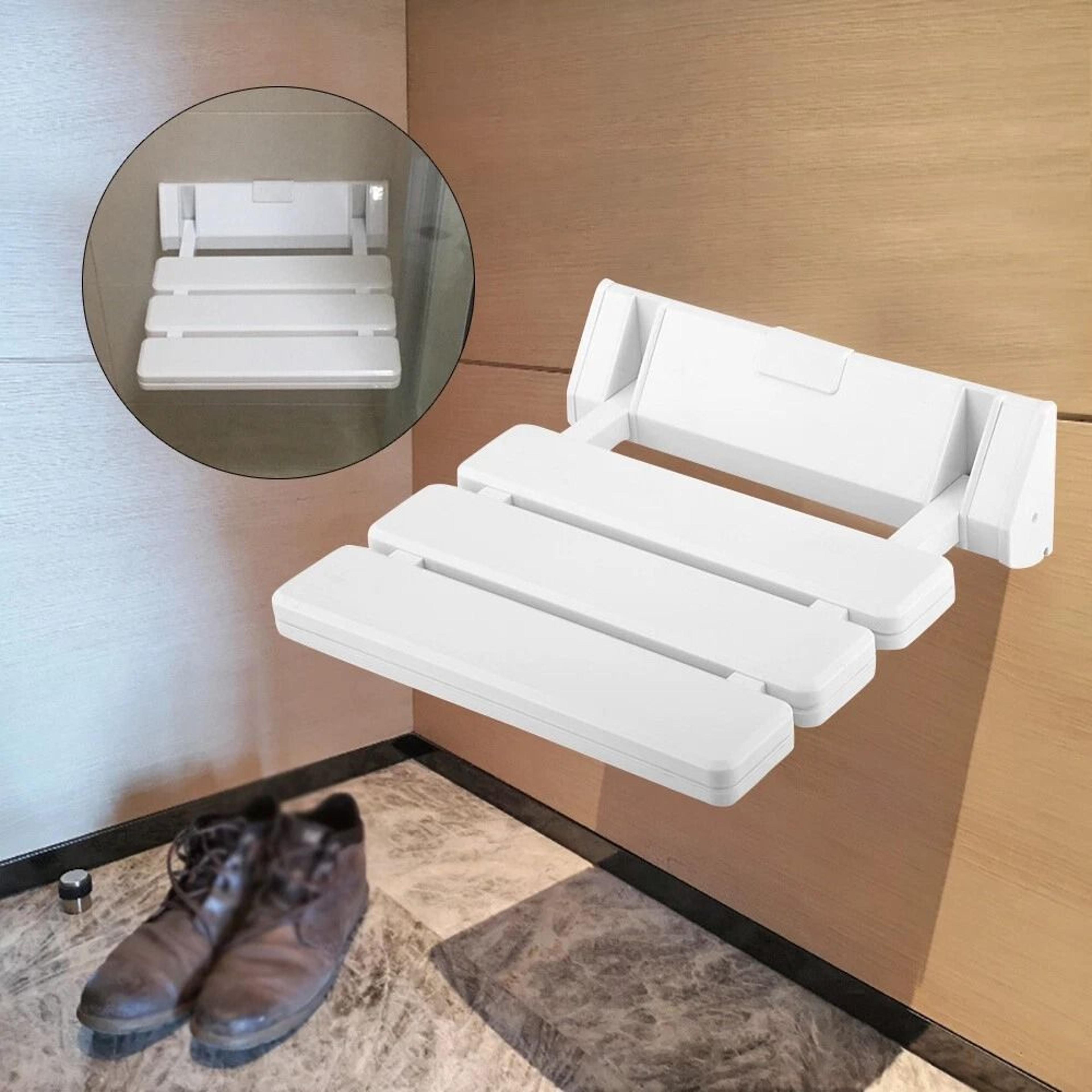 premium foldable shower safety bench wall mount folding shower seat for elderly, disabled & expecting adults