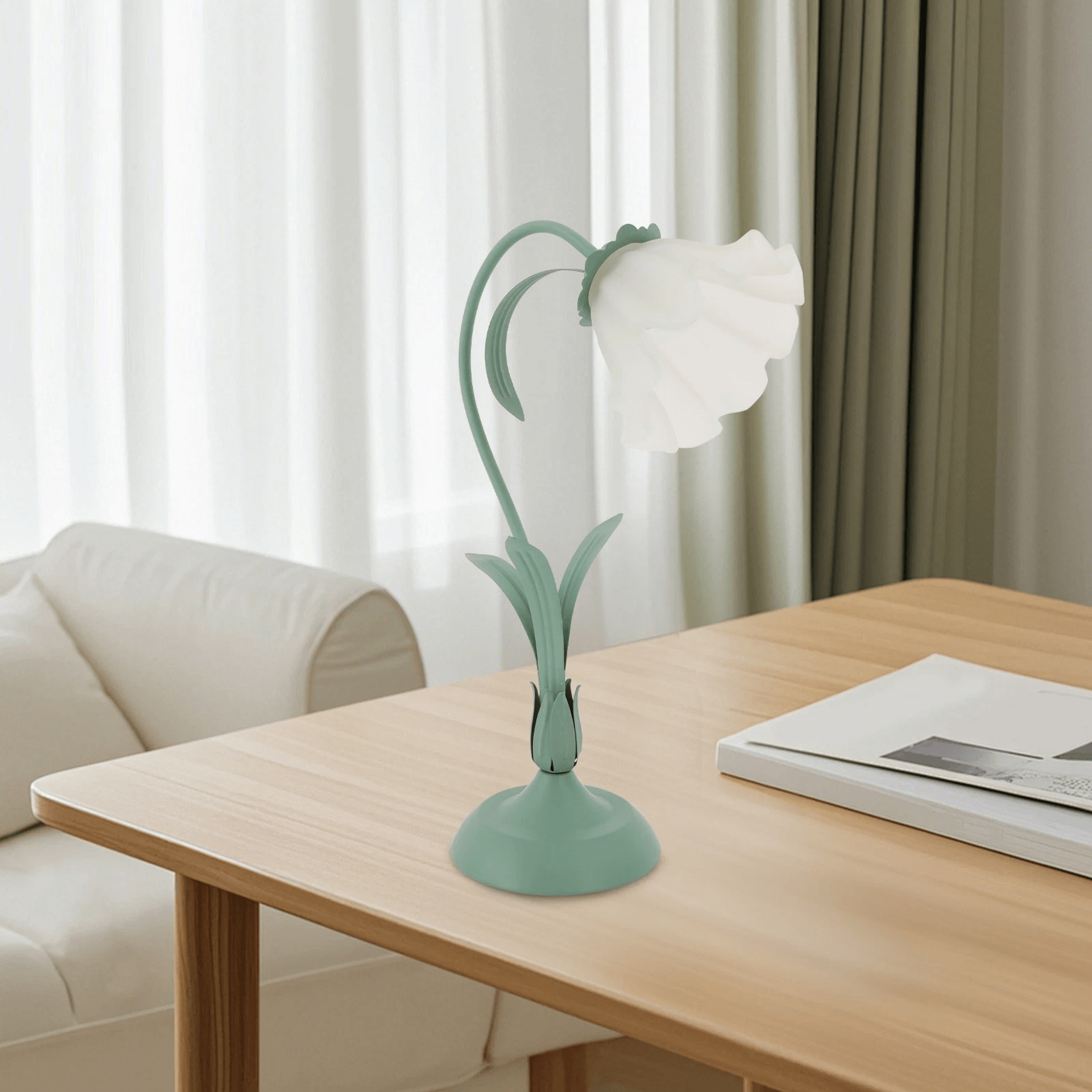 tiffany style floral stained glass bedside table lamp