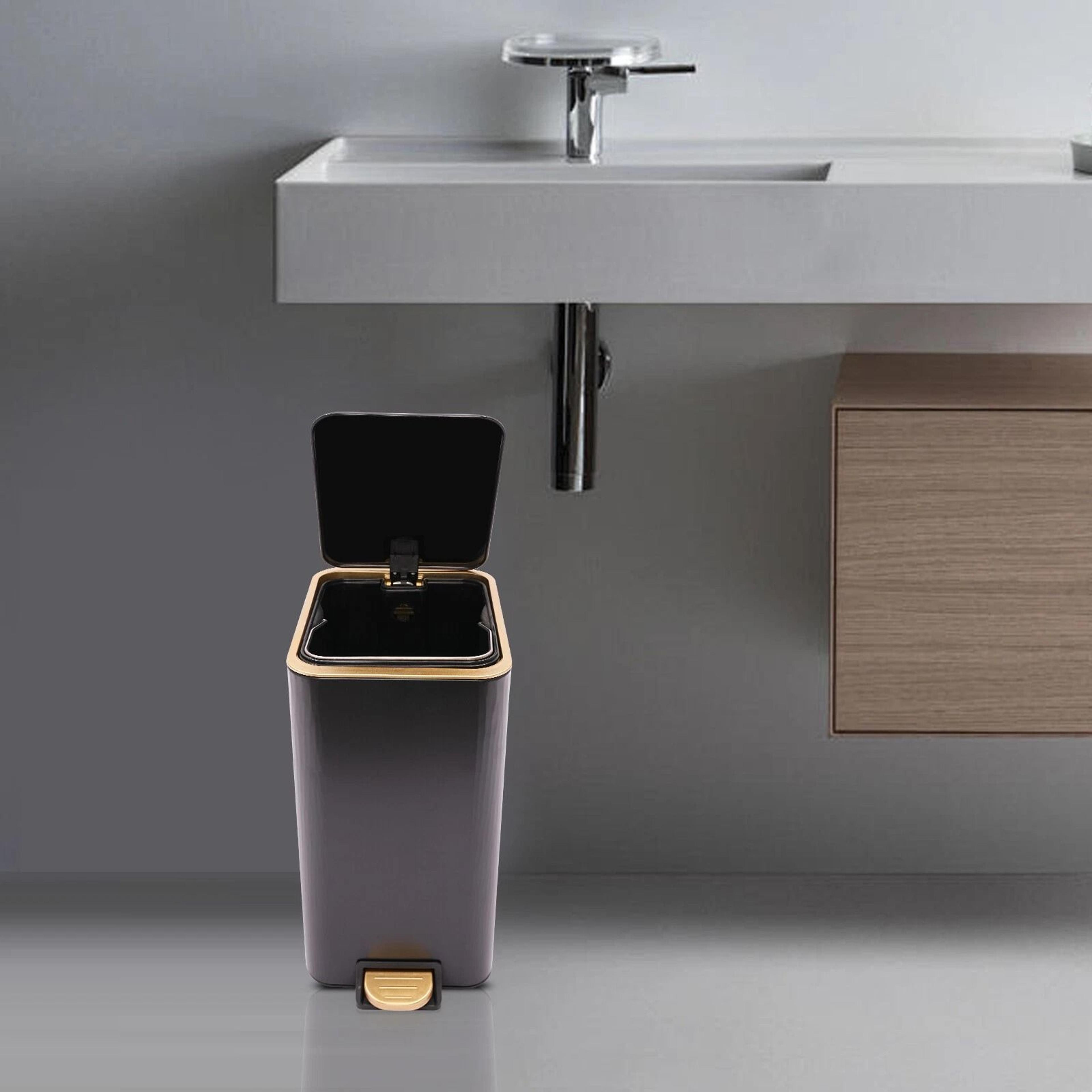 bathroom trash can with lid carbon steel step trash can for kitchen