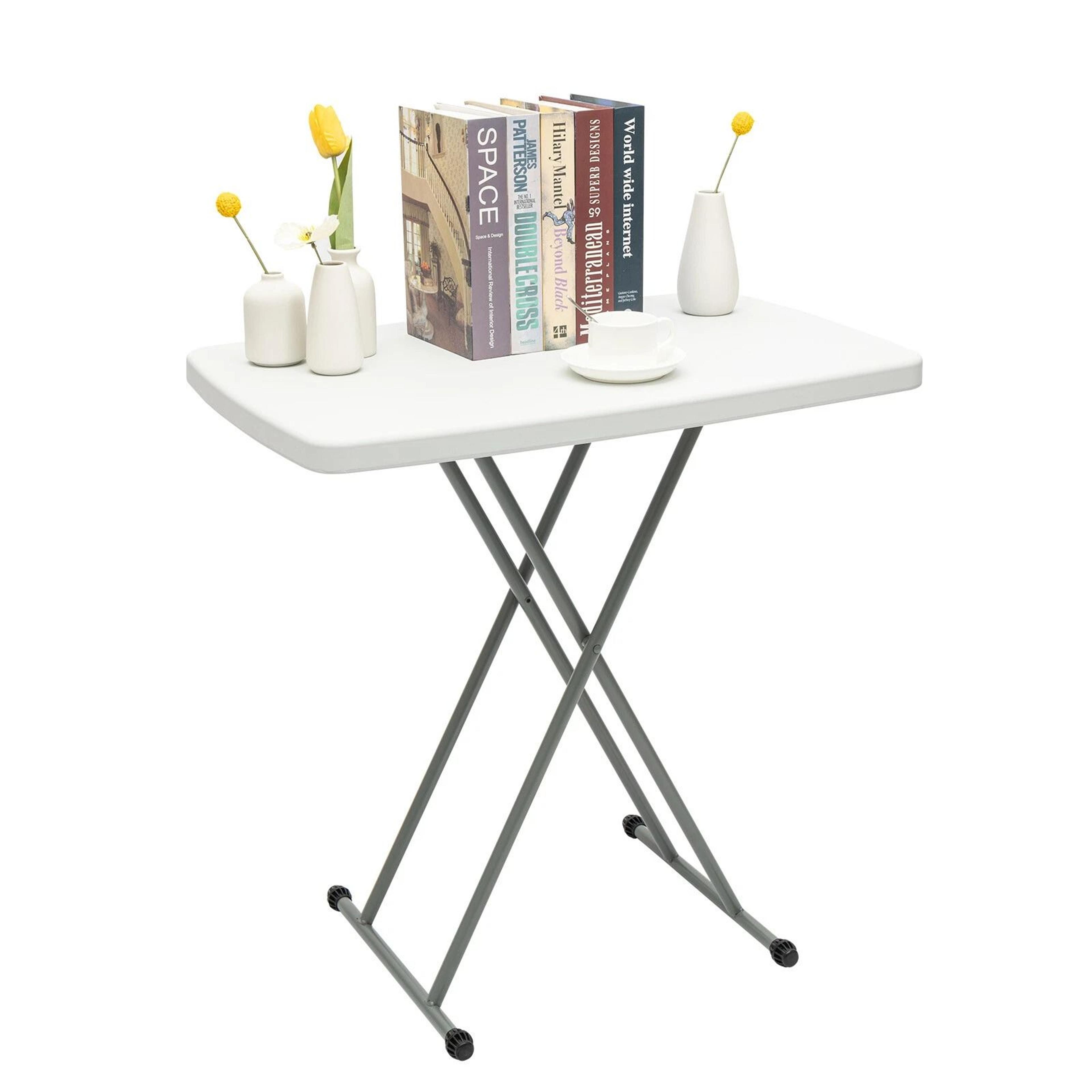 height adjustable plastic folding table for laptop, dining and crafts