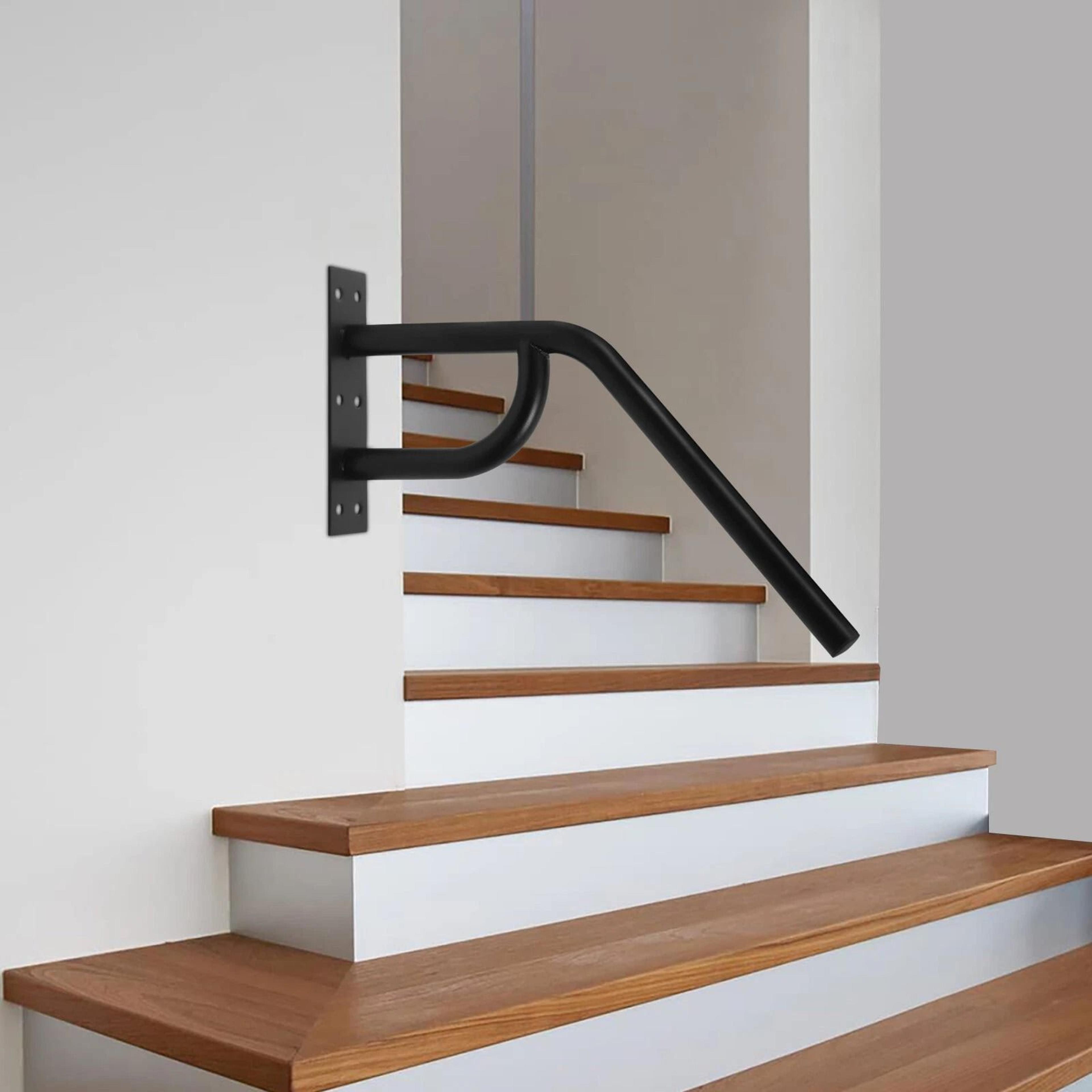 wall mounted handrail for outdoor steps black steel stair safety rail