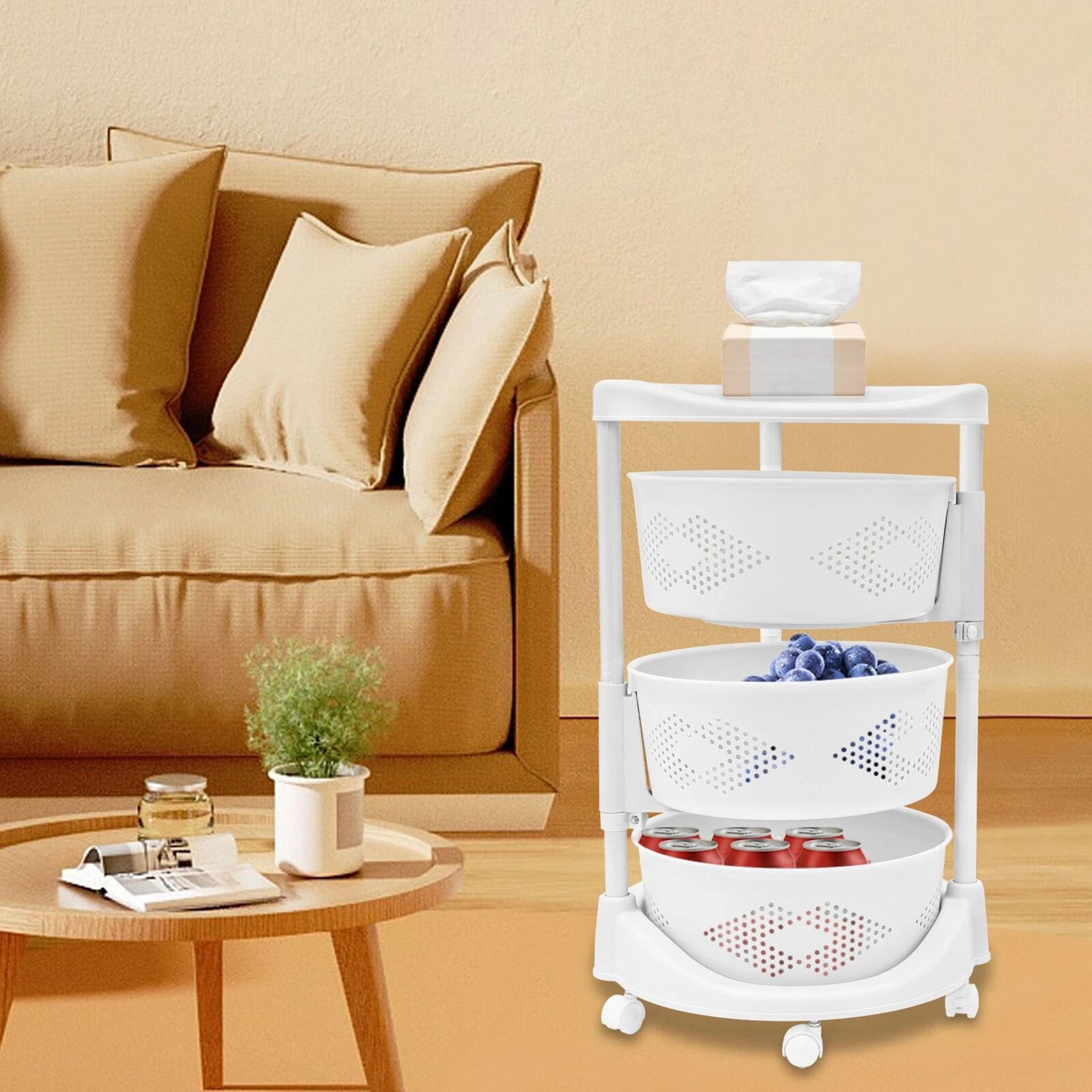 3 tier rotating kitchen storage cart for fruit and vegetables