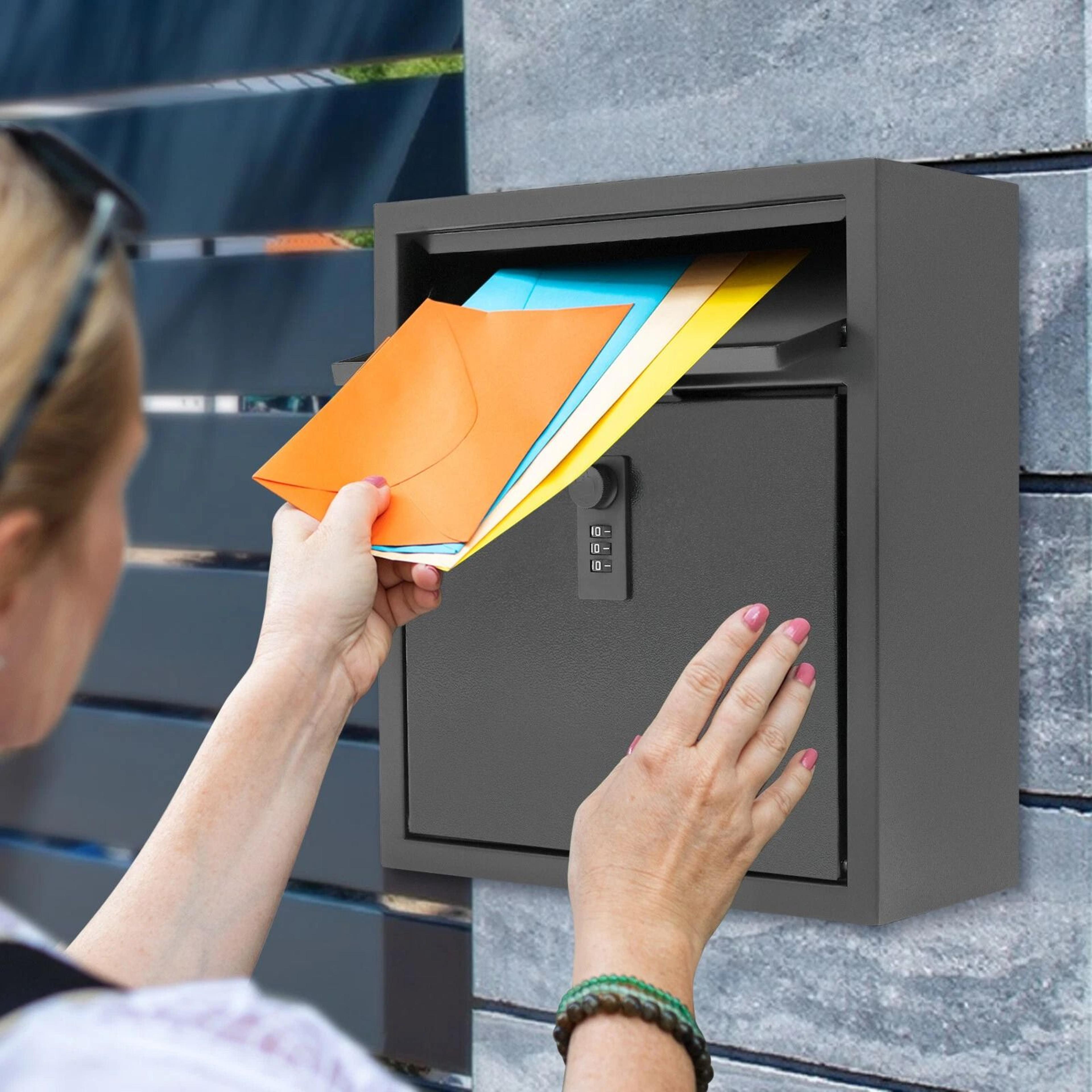 heavy duty wall mount locking mailbox for secure outdoor mail storage