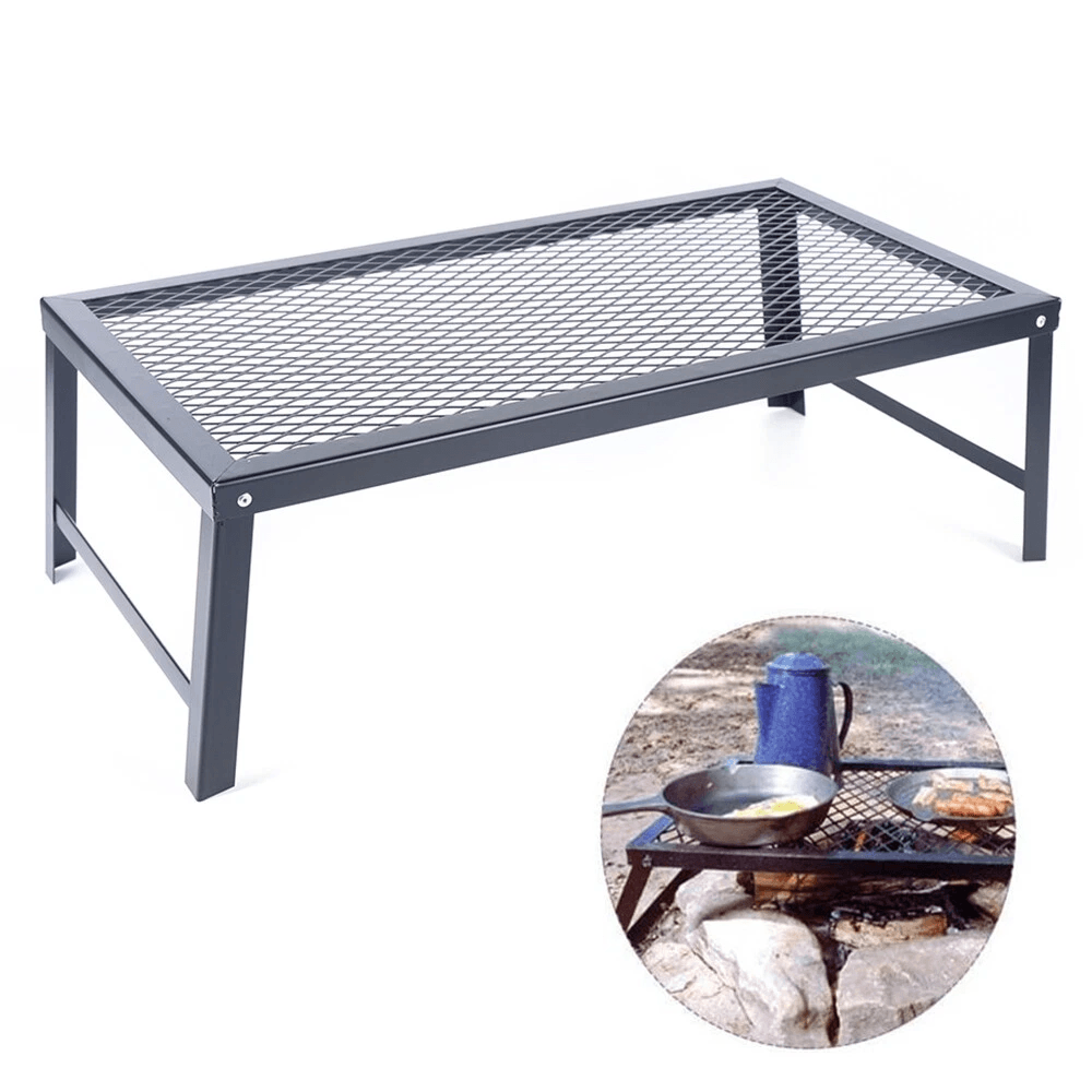 foldable camping grill grate portable fire pit cooking stand