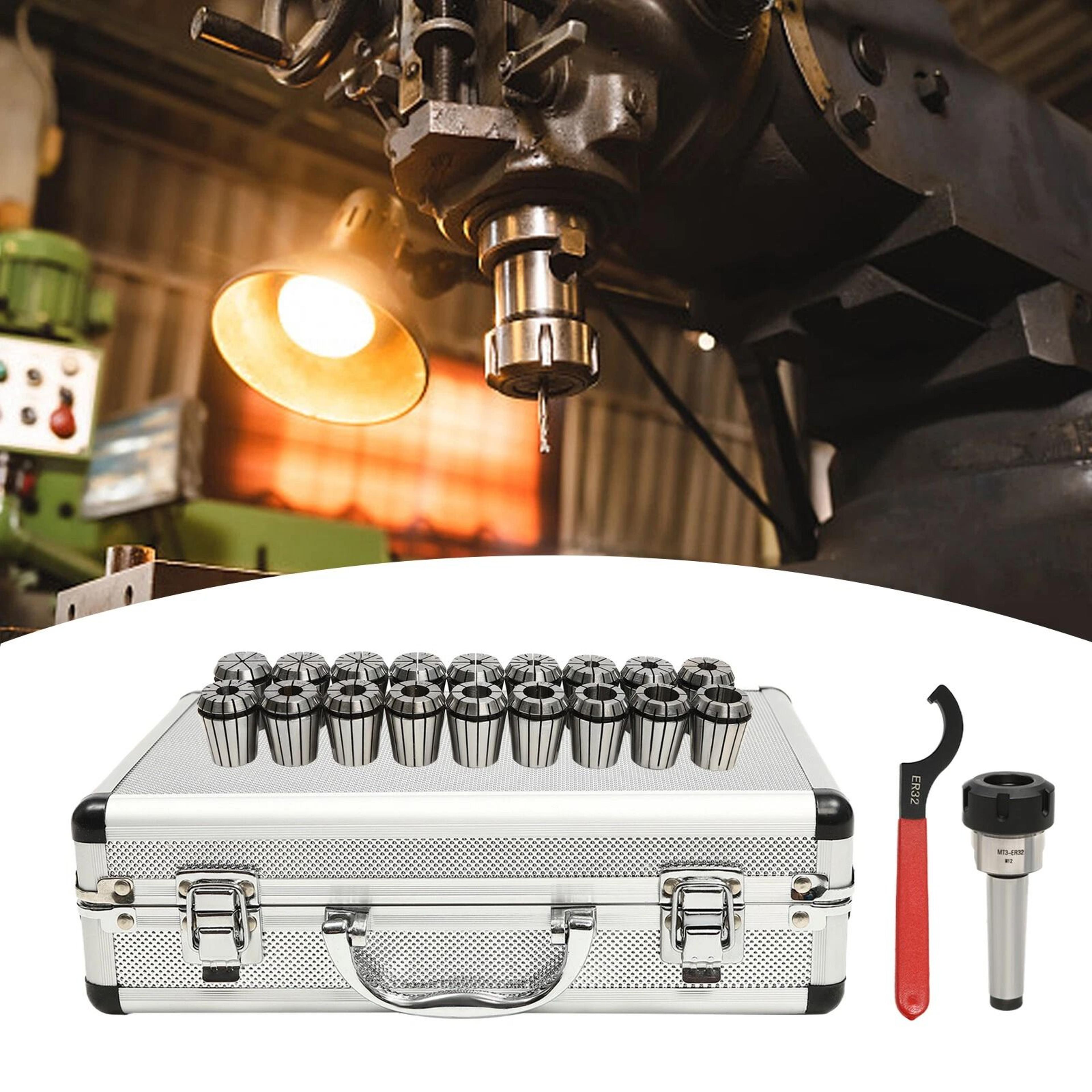 er32 collet set shank chuck tools with storage box for milling lathe drilling