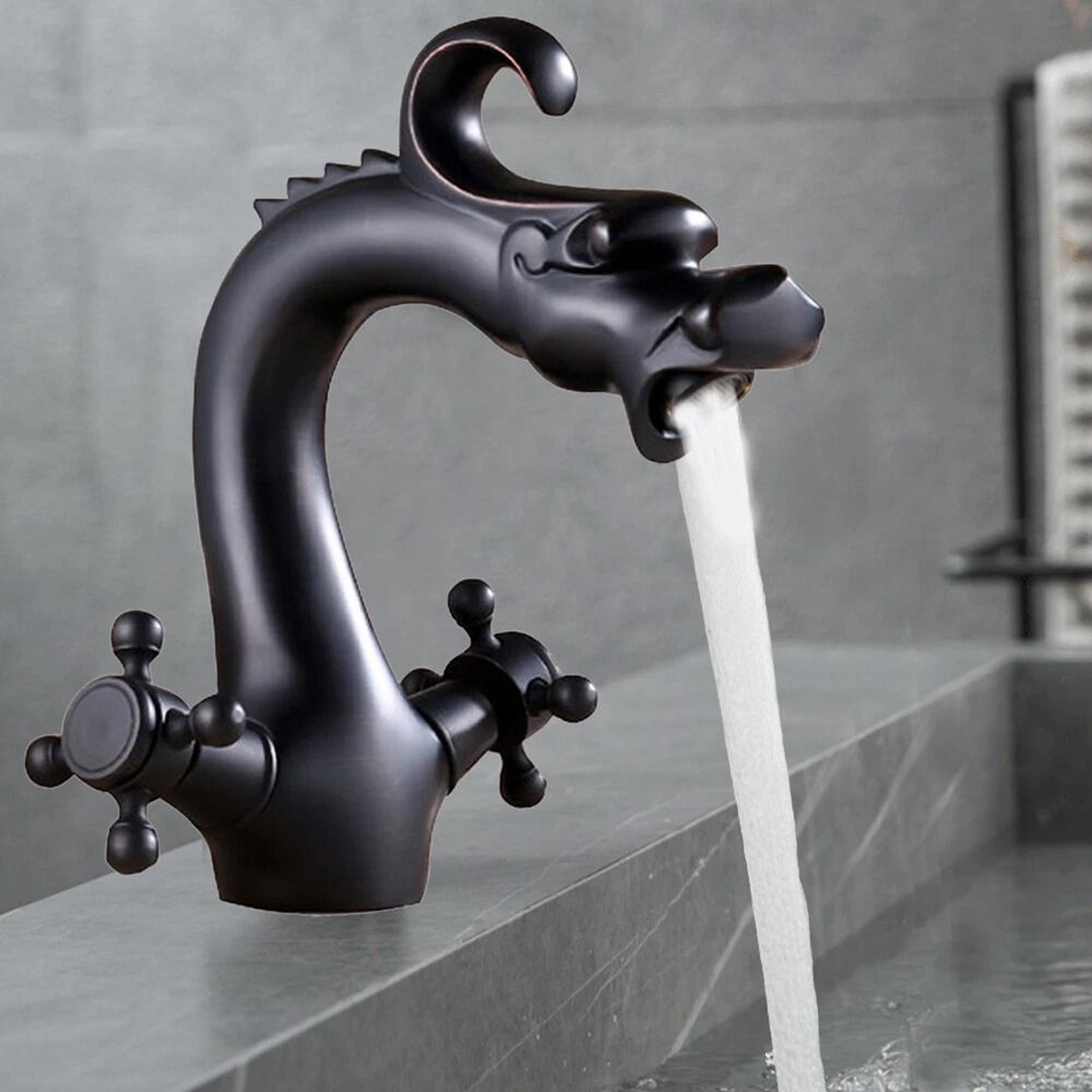 black waterfall vessel sink faucet oil rubbed brass mixer tap
