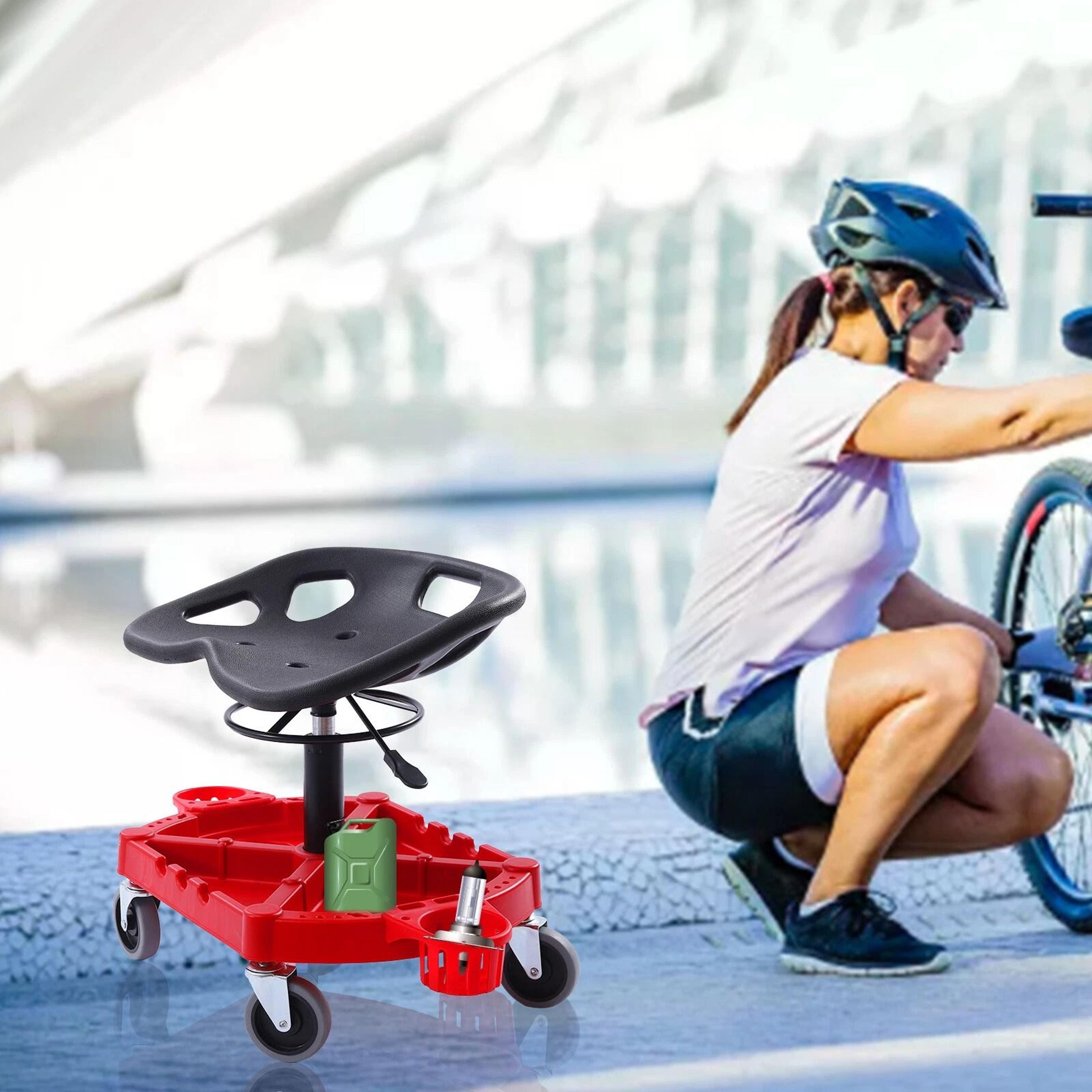 heavy duty adjustable rolling shop stool with wheels garage mechanic seats