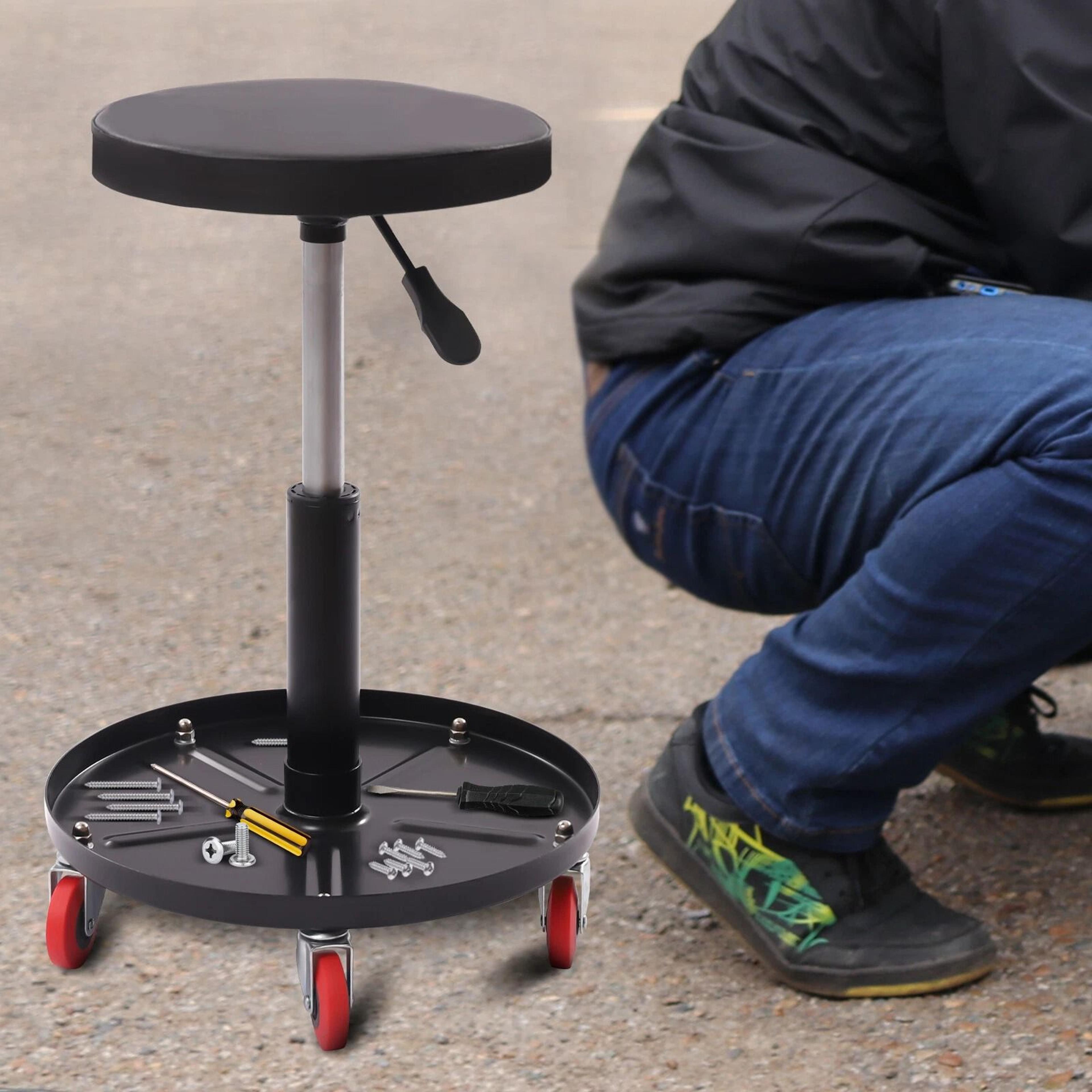 adjustable rolling garage stool mechanic shop seat with 5 casters