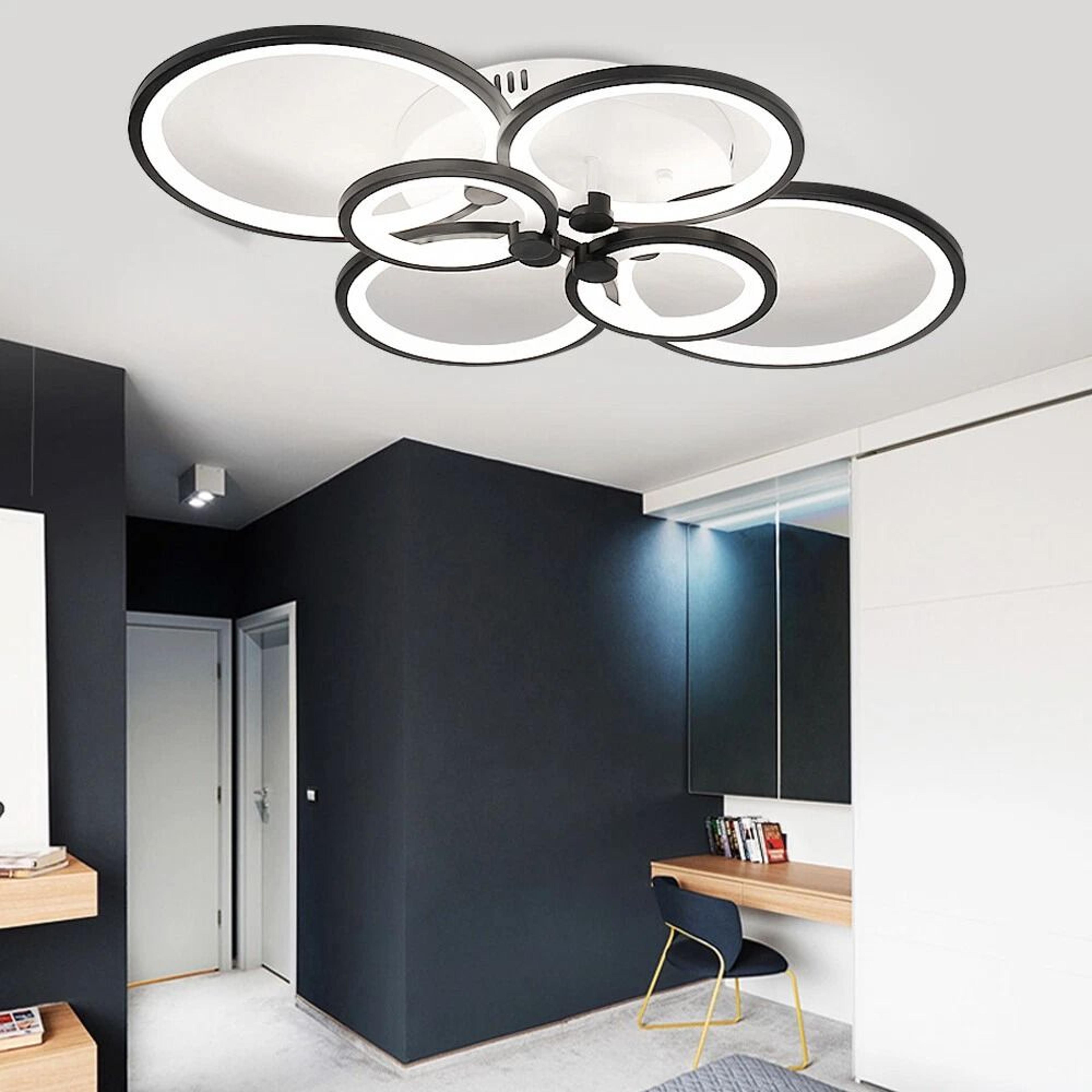 6 head modern led chandelier black acrylic pendant ceiling light fixture