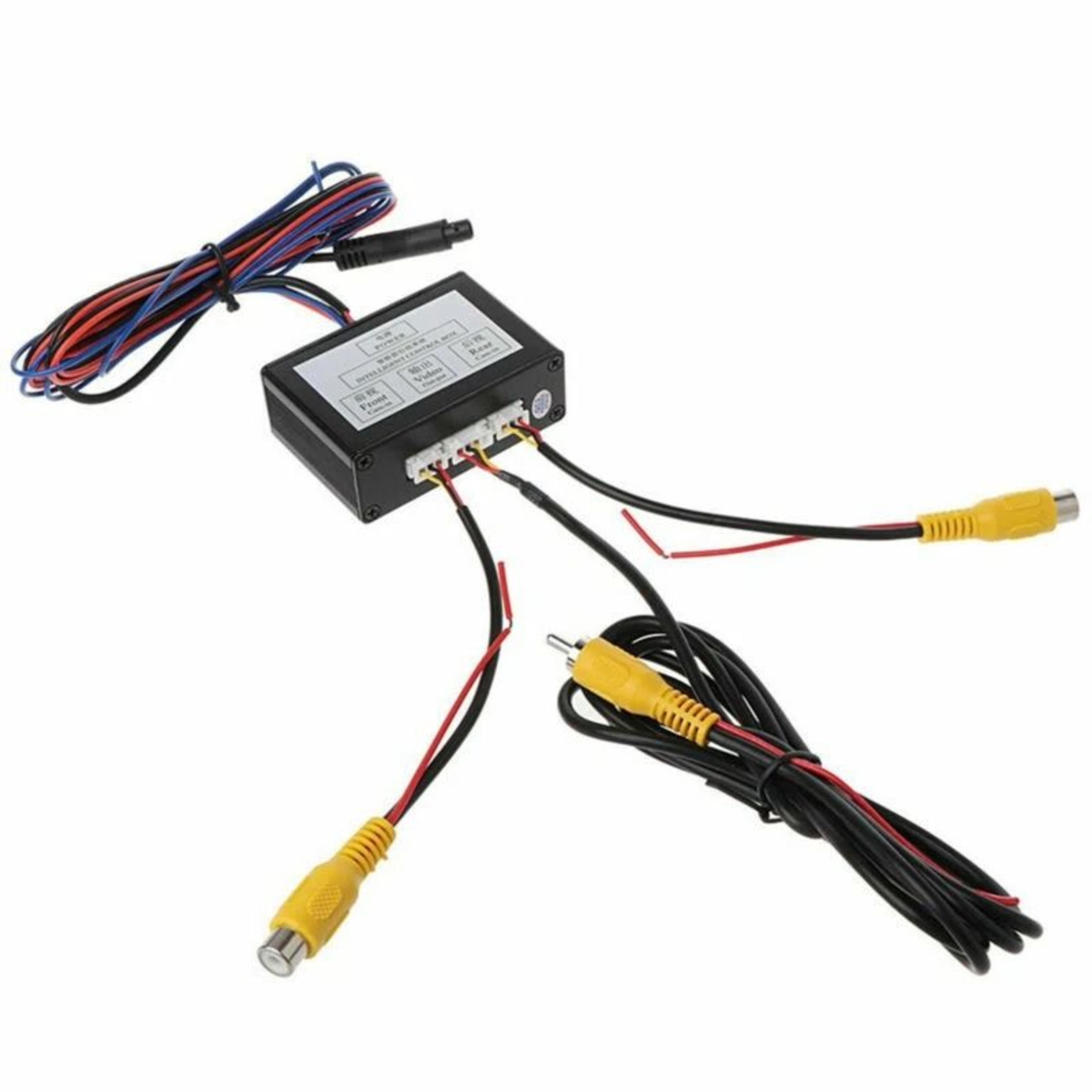 universal car front & rear parking camera control box 2 channel camera switch converter