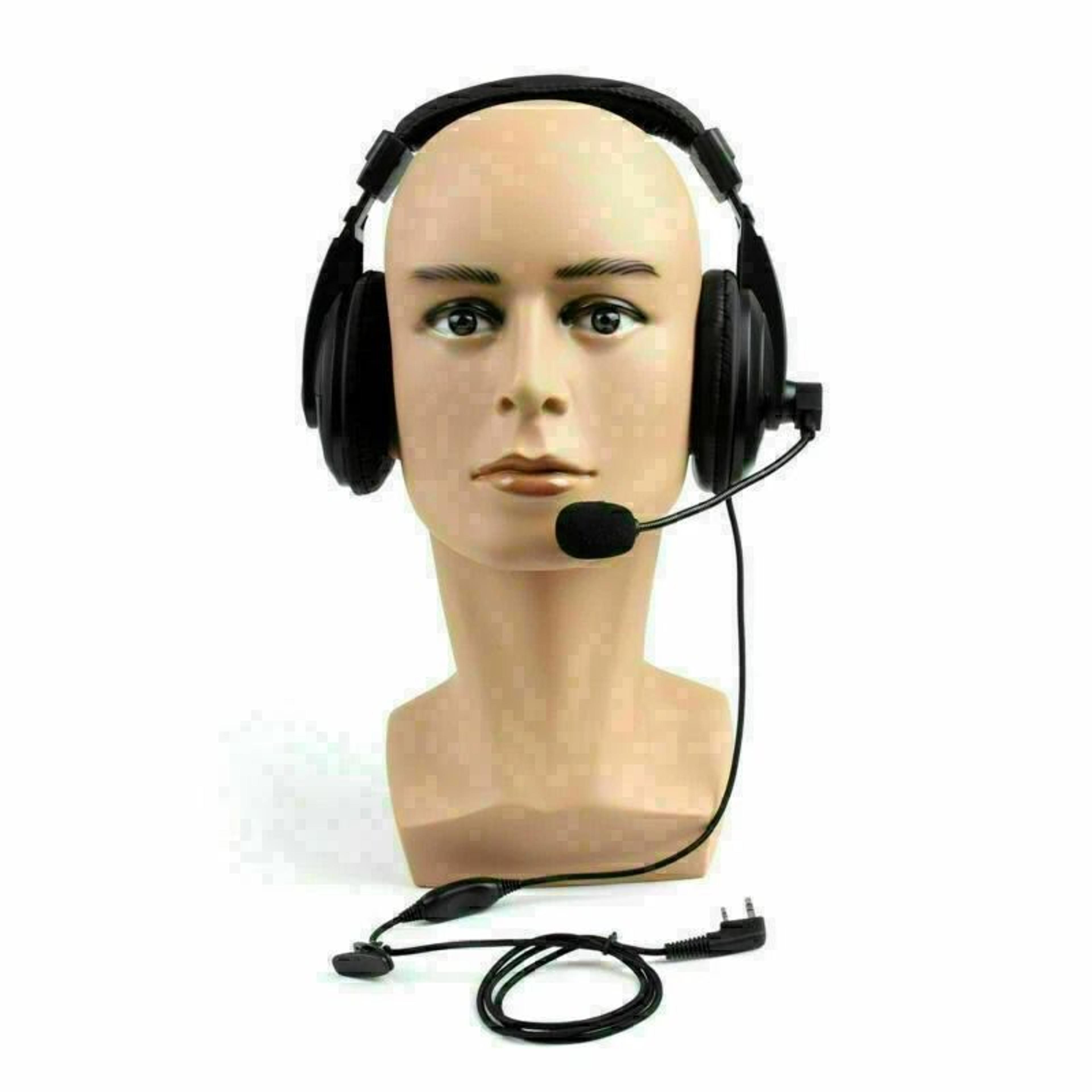 heavy duty overhead 2 pin headset boom mic ptt headset for kenwood baofeng radios