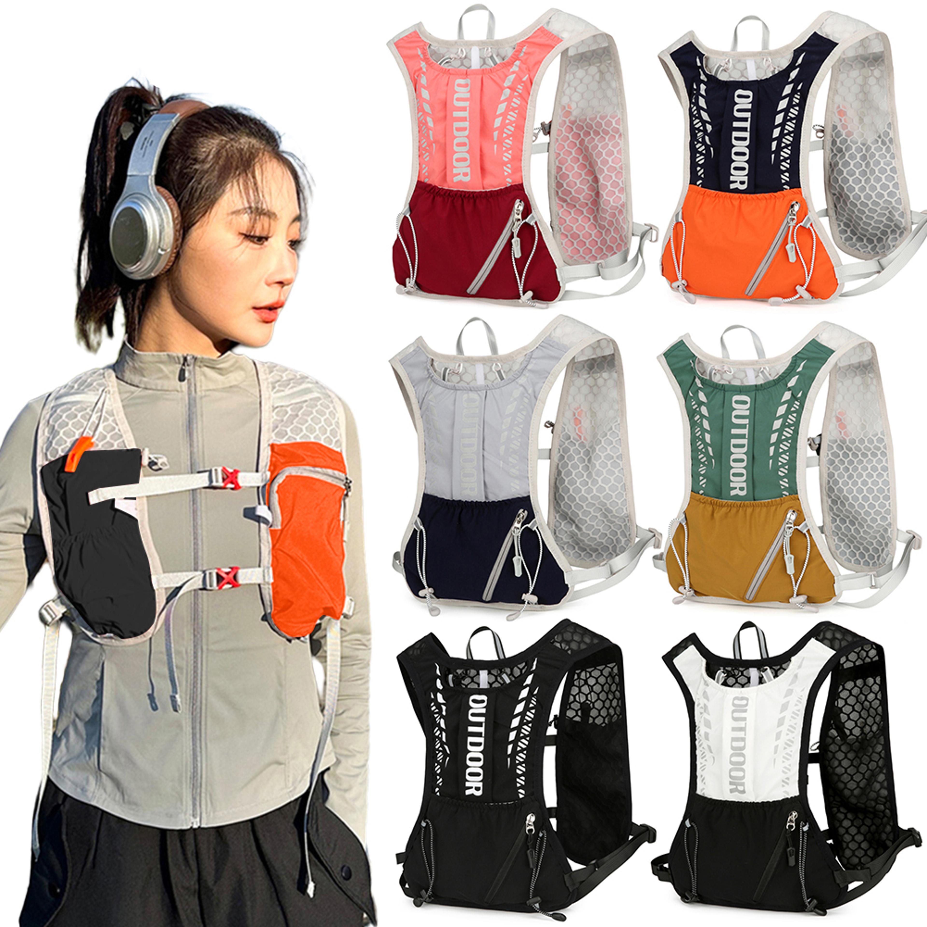 ultralight running vest with hydration pack, breathable, reflective water bladder daypack for hiking & trail running