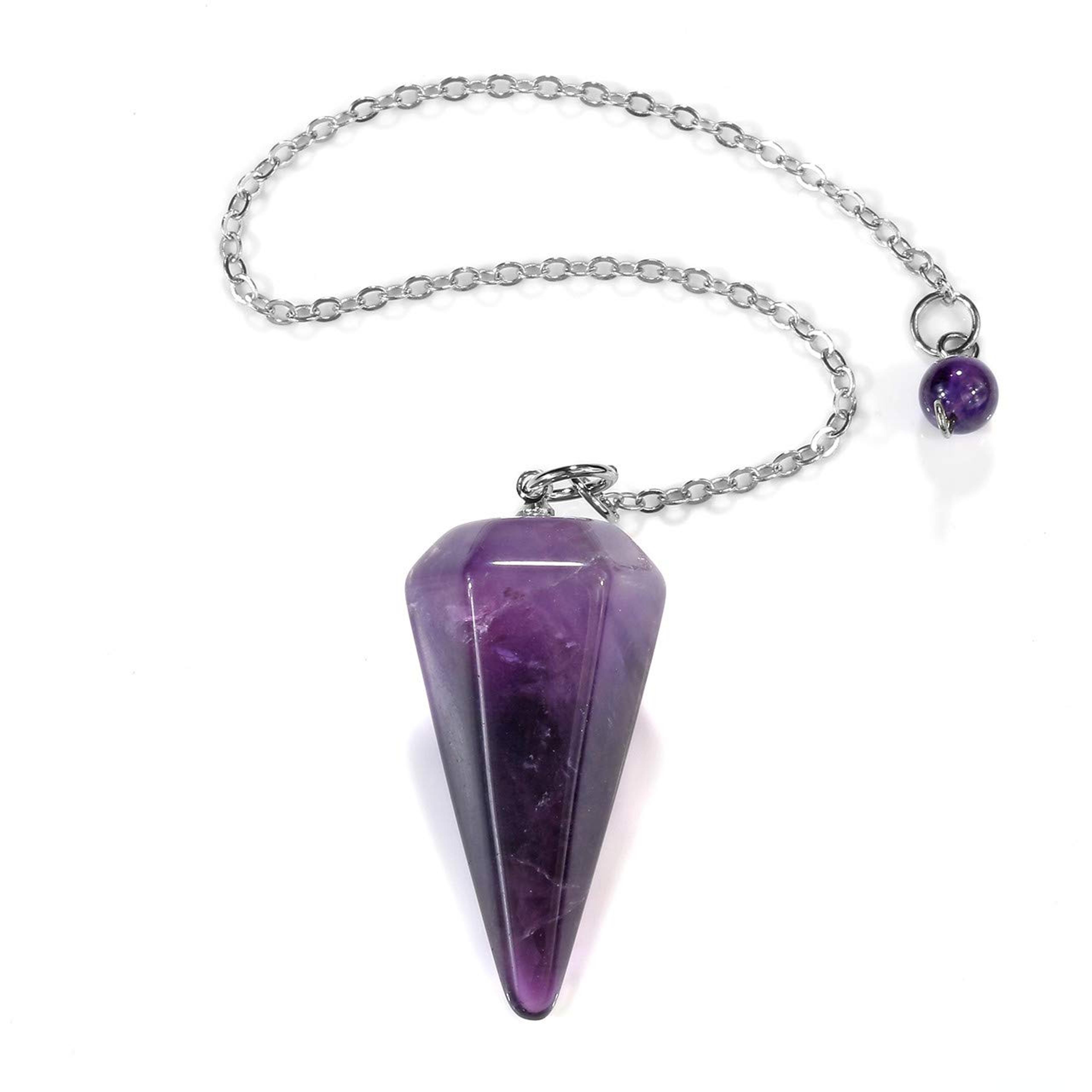 natural amethyst crystal pendulum for divination reiki healing, faceted point gem stone for dowsing, pendulums