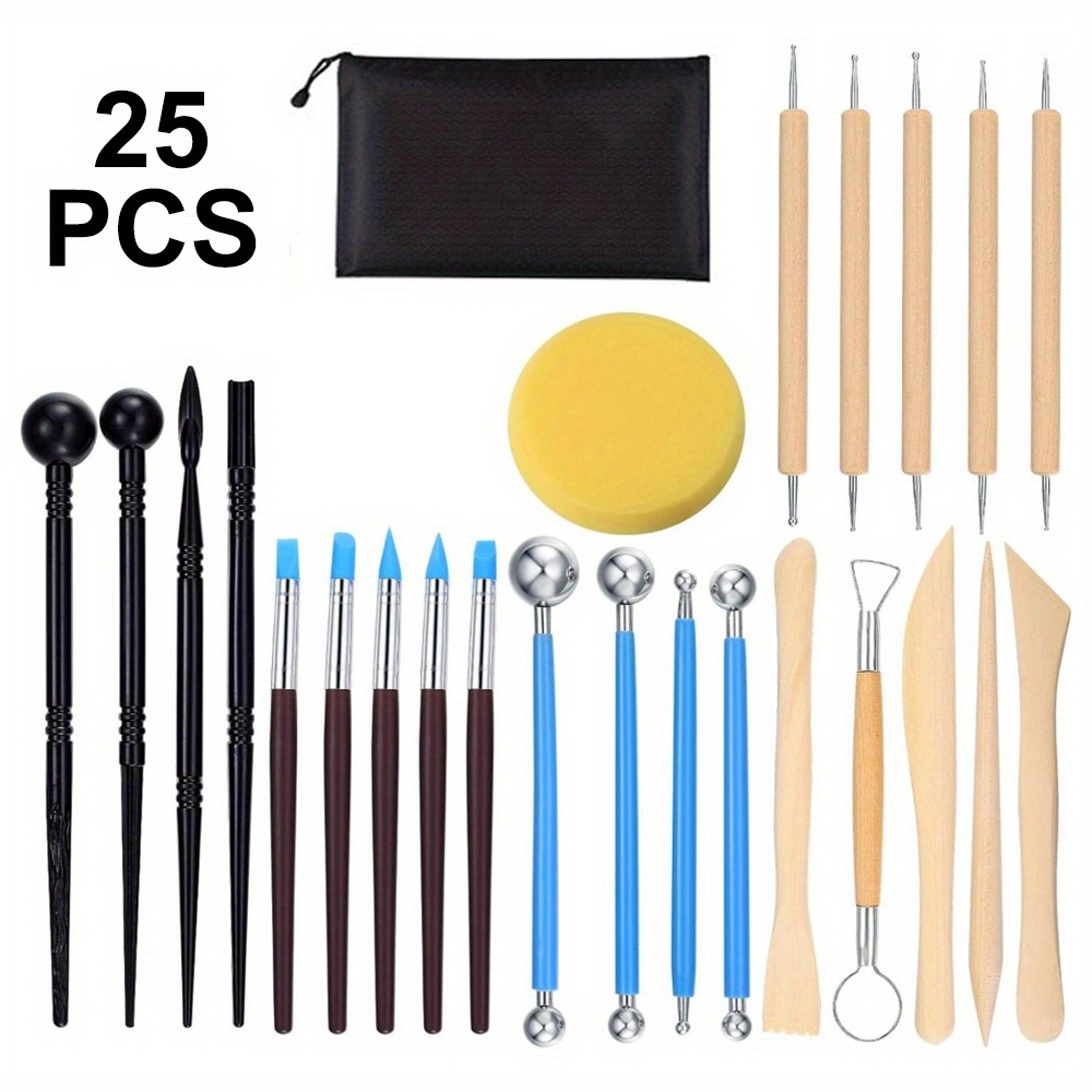 25pcs clay sculpting tool set with spherical engraving stylus, ultimate modelling clay tool kit for pottery ceramic