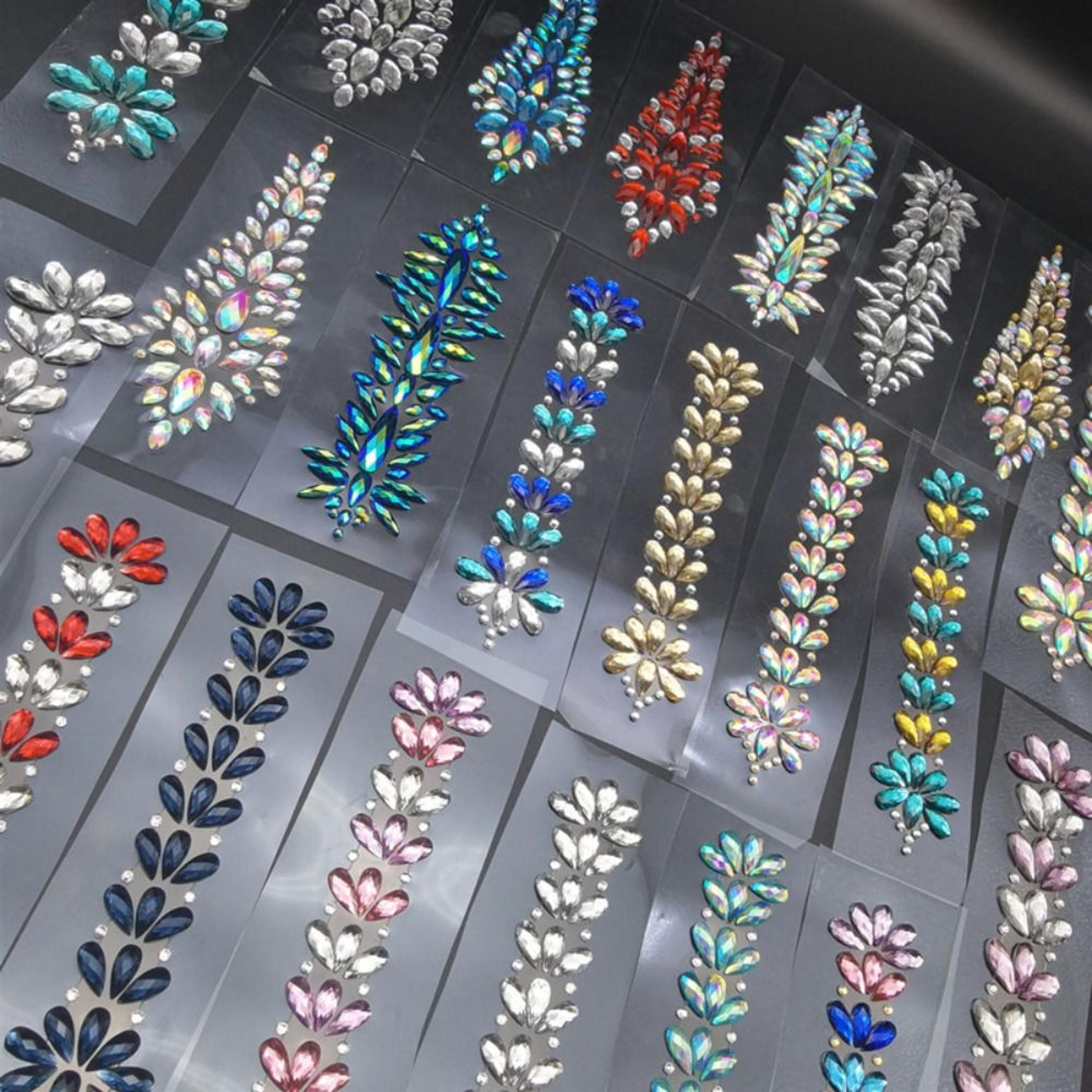 fashion edm music festival tattoo stickers, 3d adhesive crystal forehead sticker, crystal hair jewels, body face colored