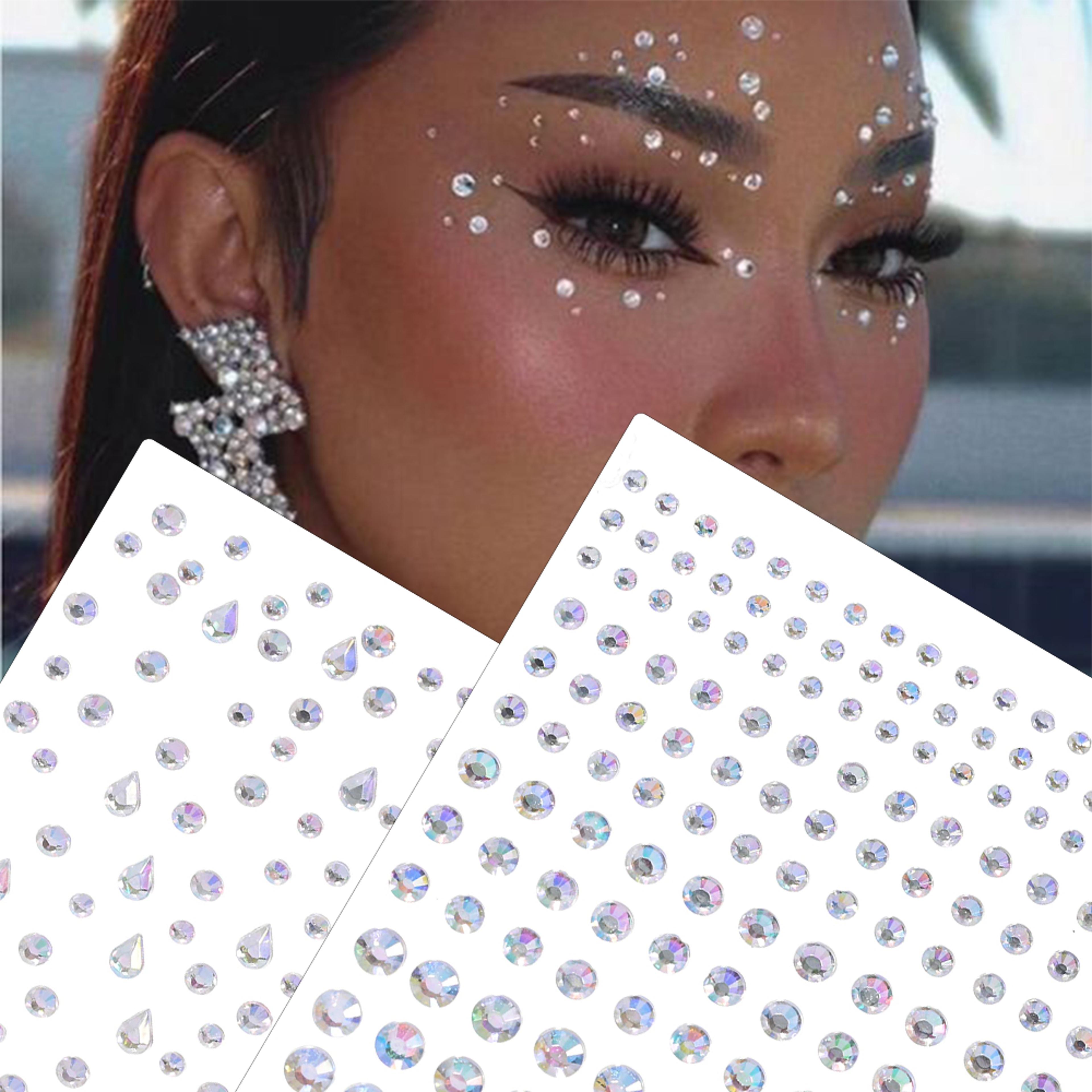 stickers rhinestone on the face, diy face jewels self adhesive temporary tattoo, festival party diamonds