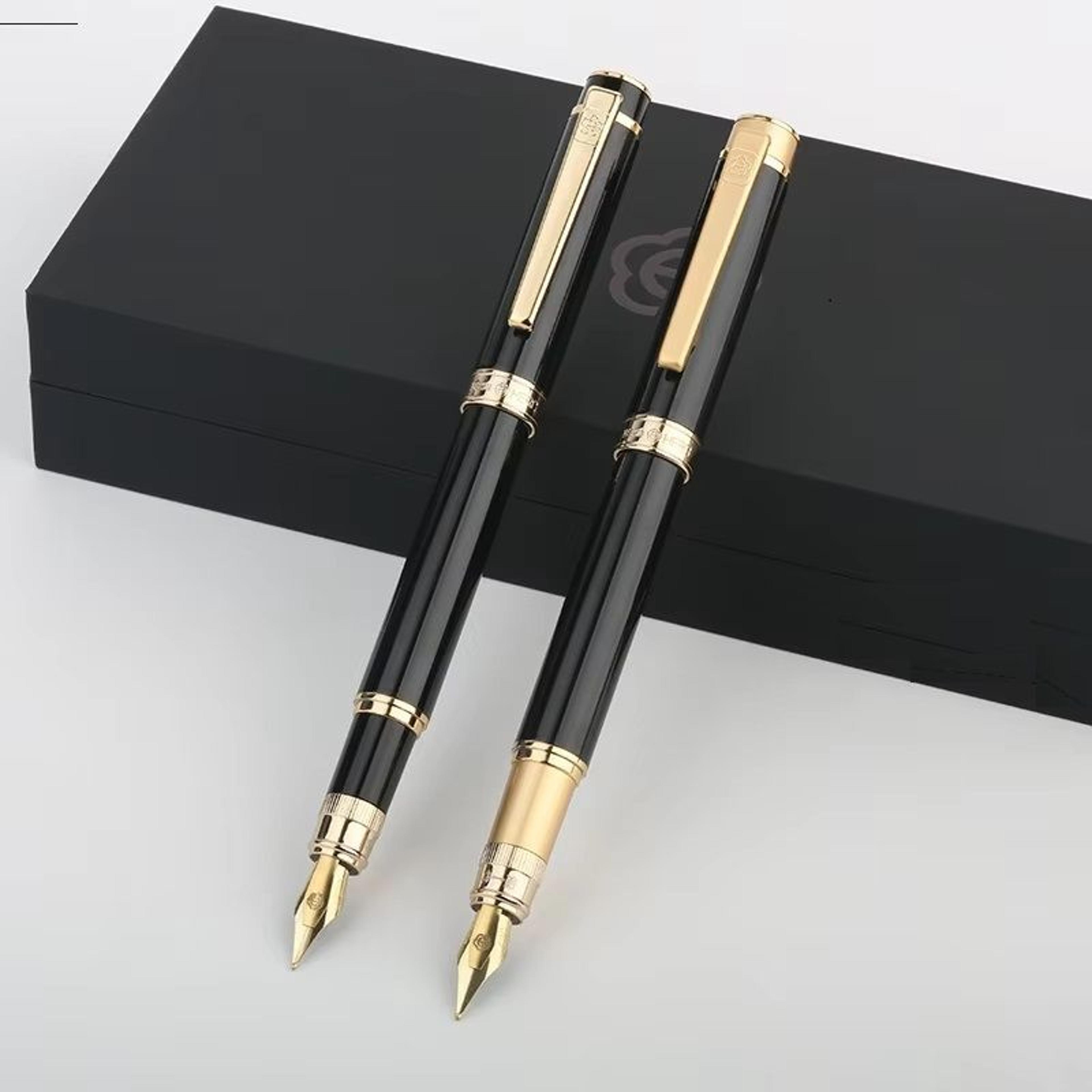 hero 1086 bright black gold iridium pen, gift box business office calligraphy practice