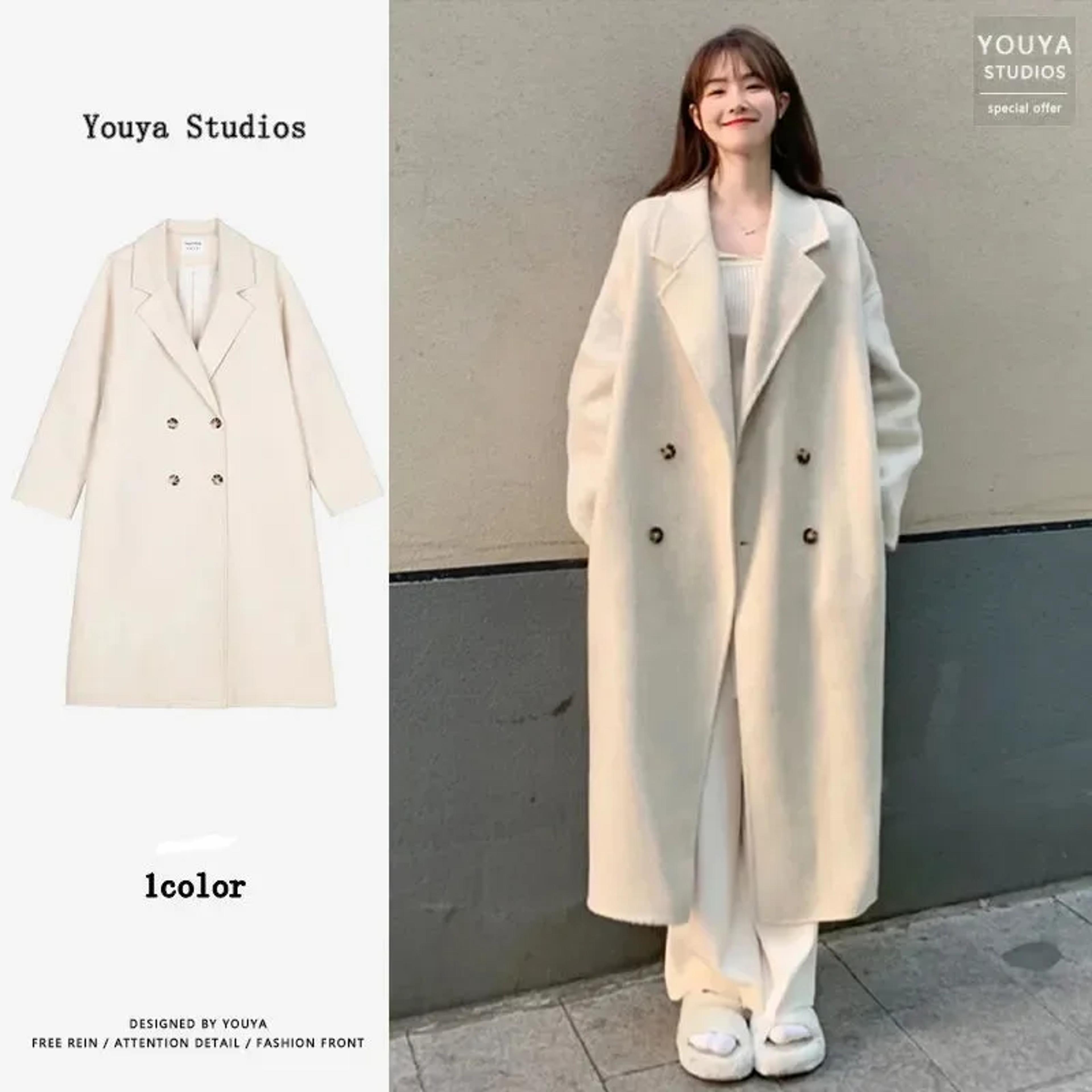 elegant style woolen coat, plus size ladies autumn winter loose fit, hepburn style, medium length jacket