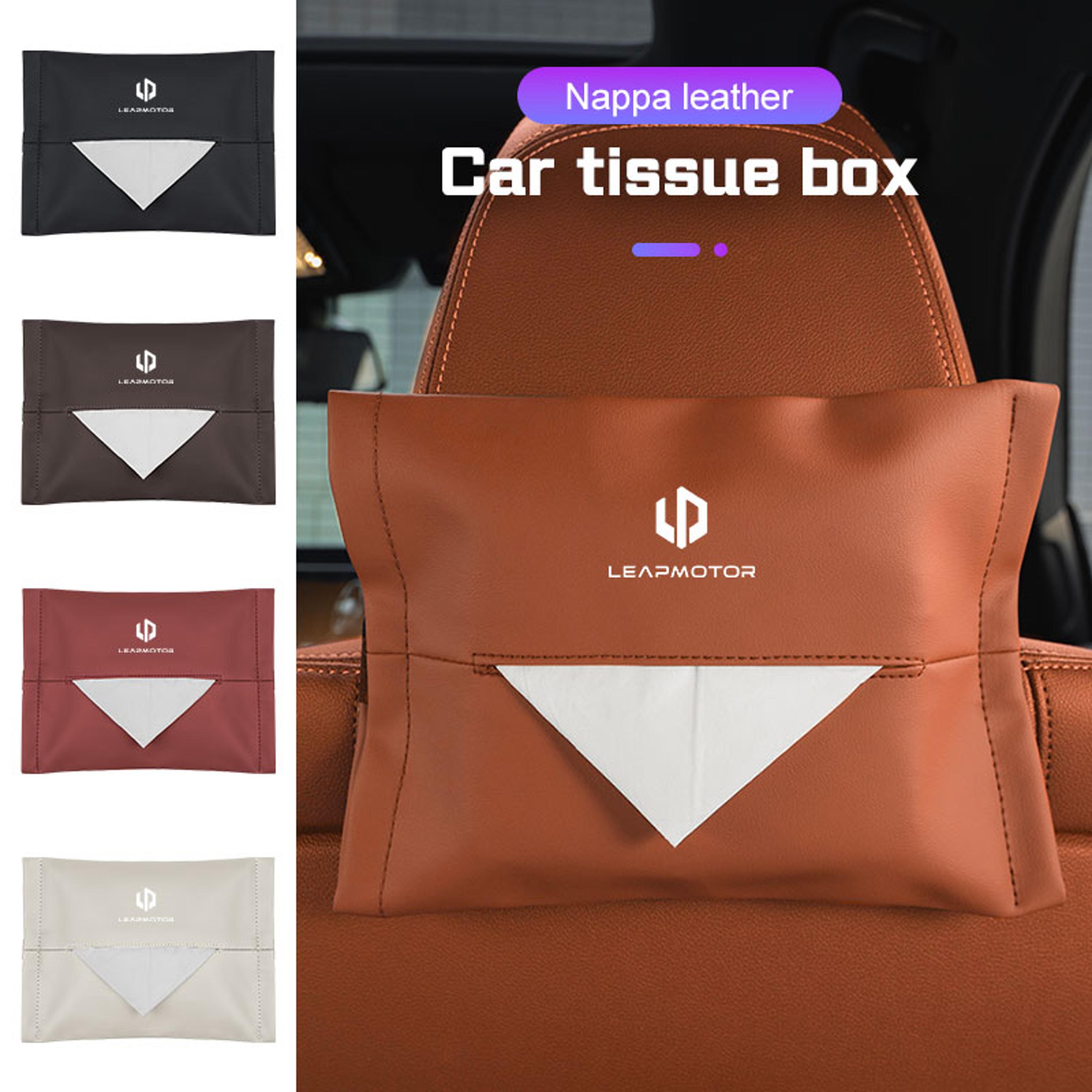 leather auto seat back organizer, leap motor visor box, car tissue holder, napkin storage accessory