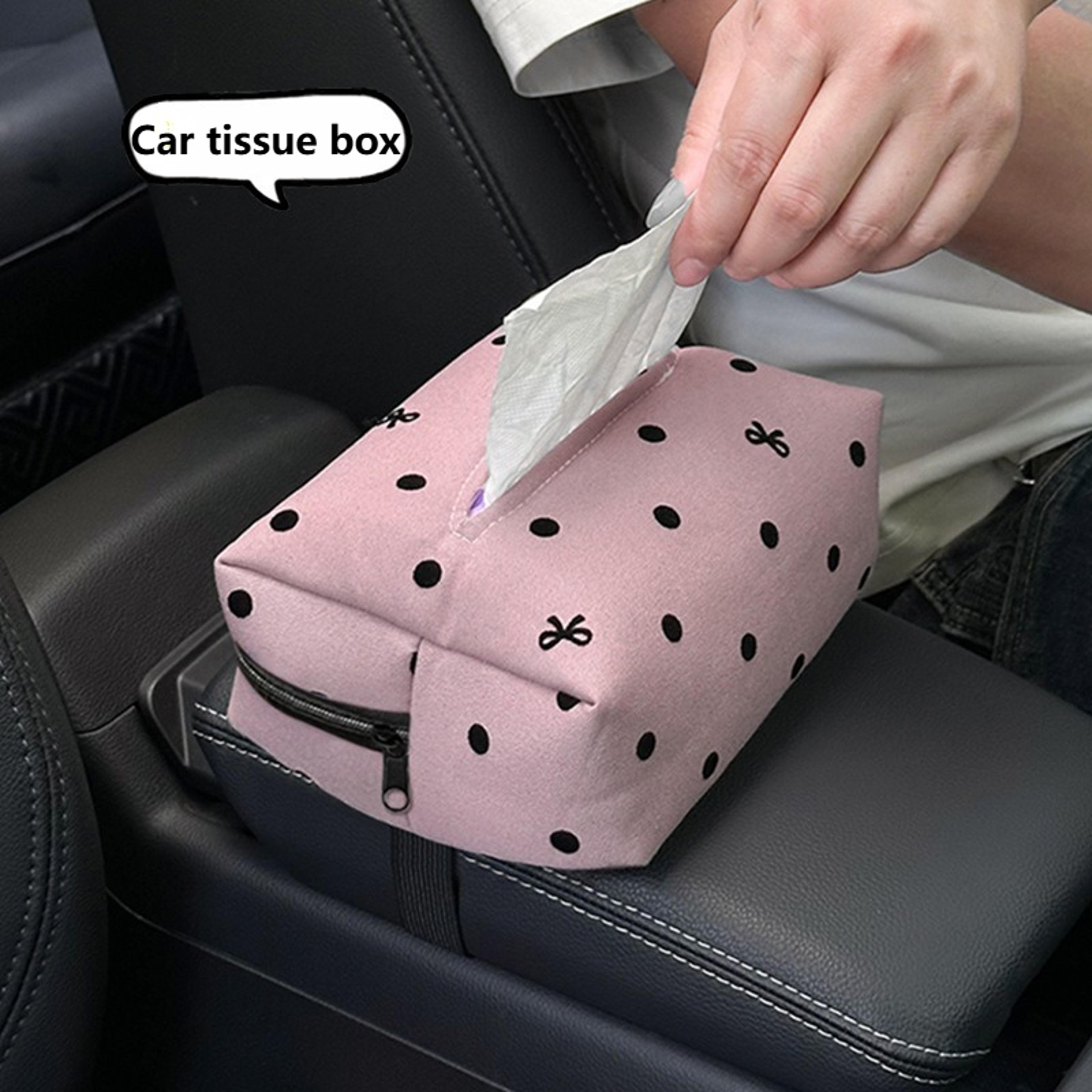 fashionable car tissue box, creative hanging design, polka dot and bow tie pattern, multi functional in car tissue paper