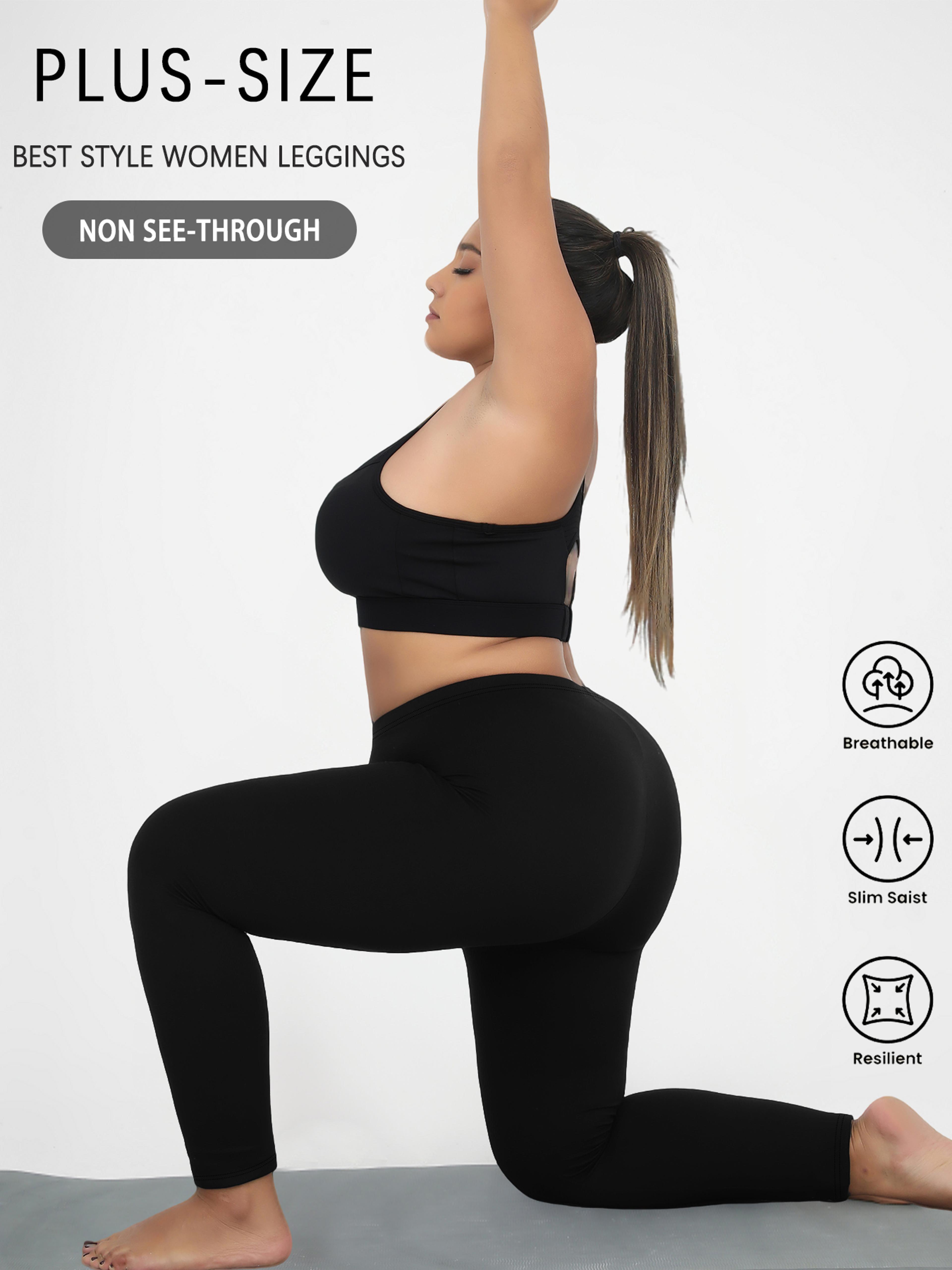 super soft plus size leggings, no see through, high waist yoga running athletic workout pants for women