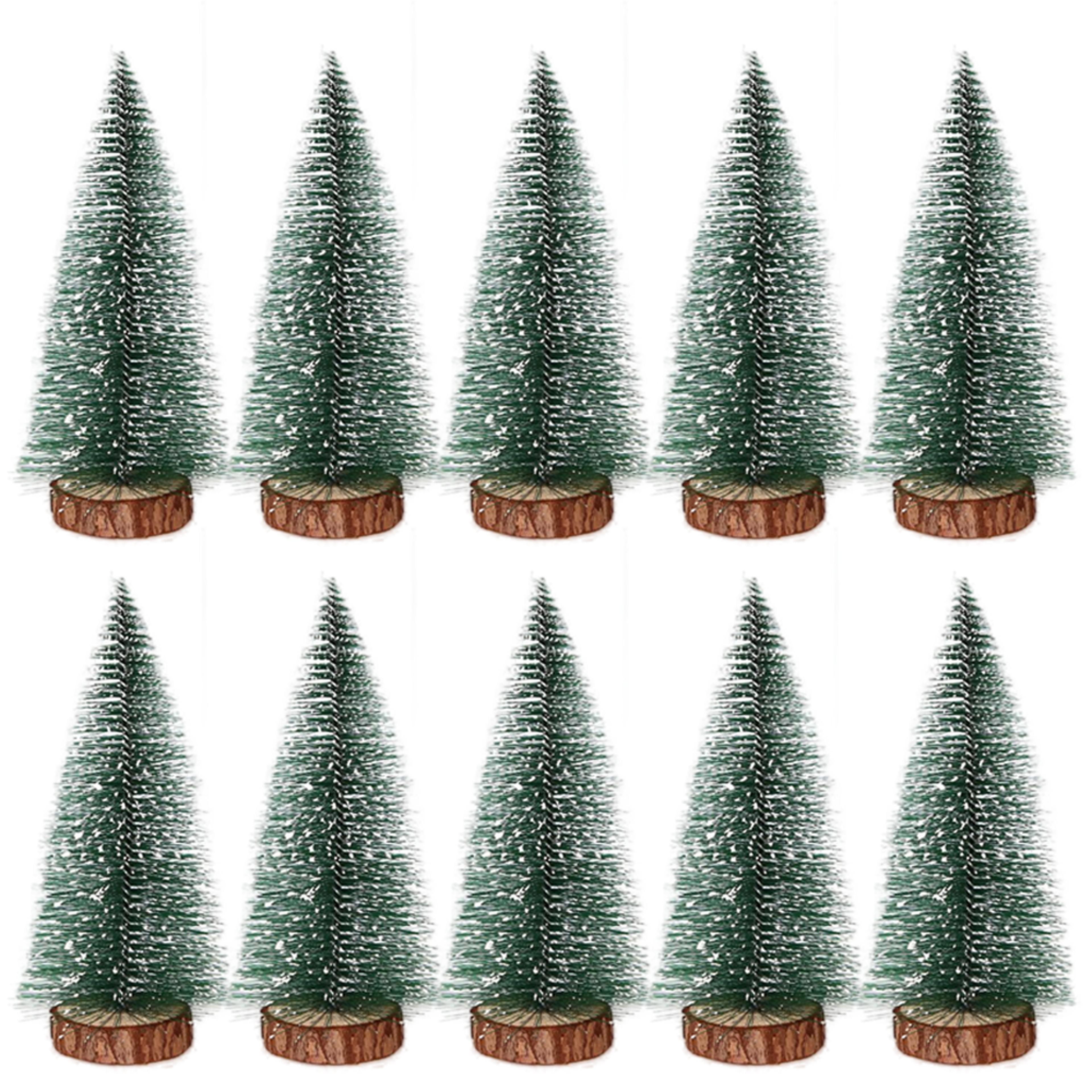 snow covered mini christmas tree decor, diy pine ornaments, festive miniature evergreen trees for home, bar, and holiday