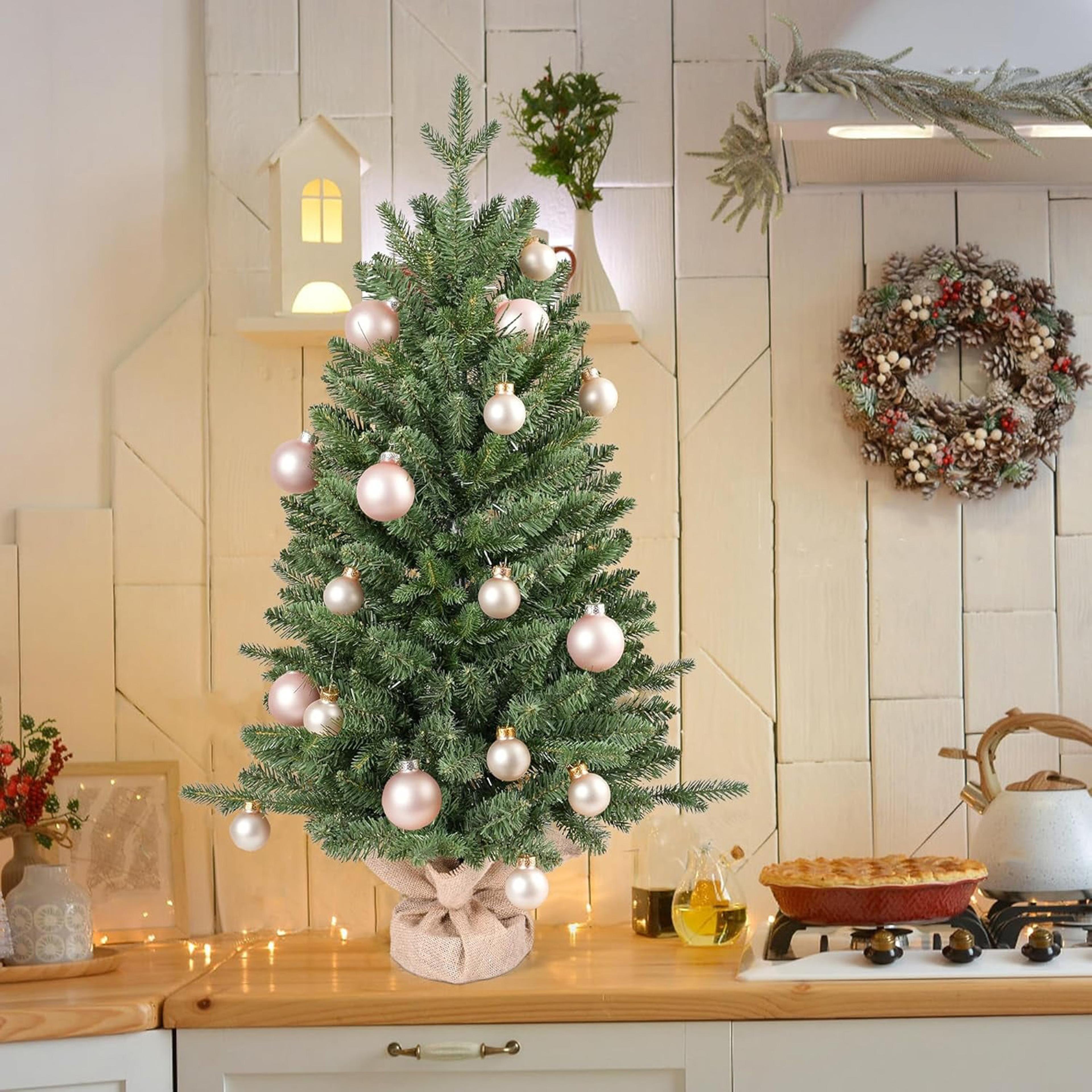 high quality green artificial christmas tree, fir tree for home and party, happy christmas decorations tabletop display