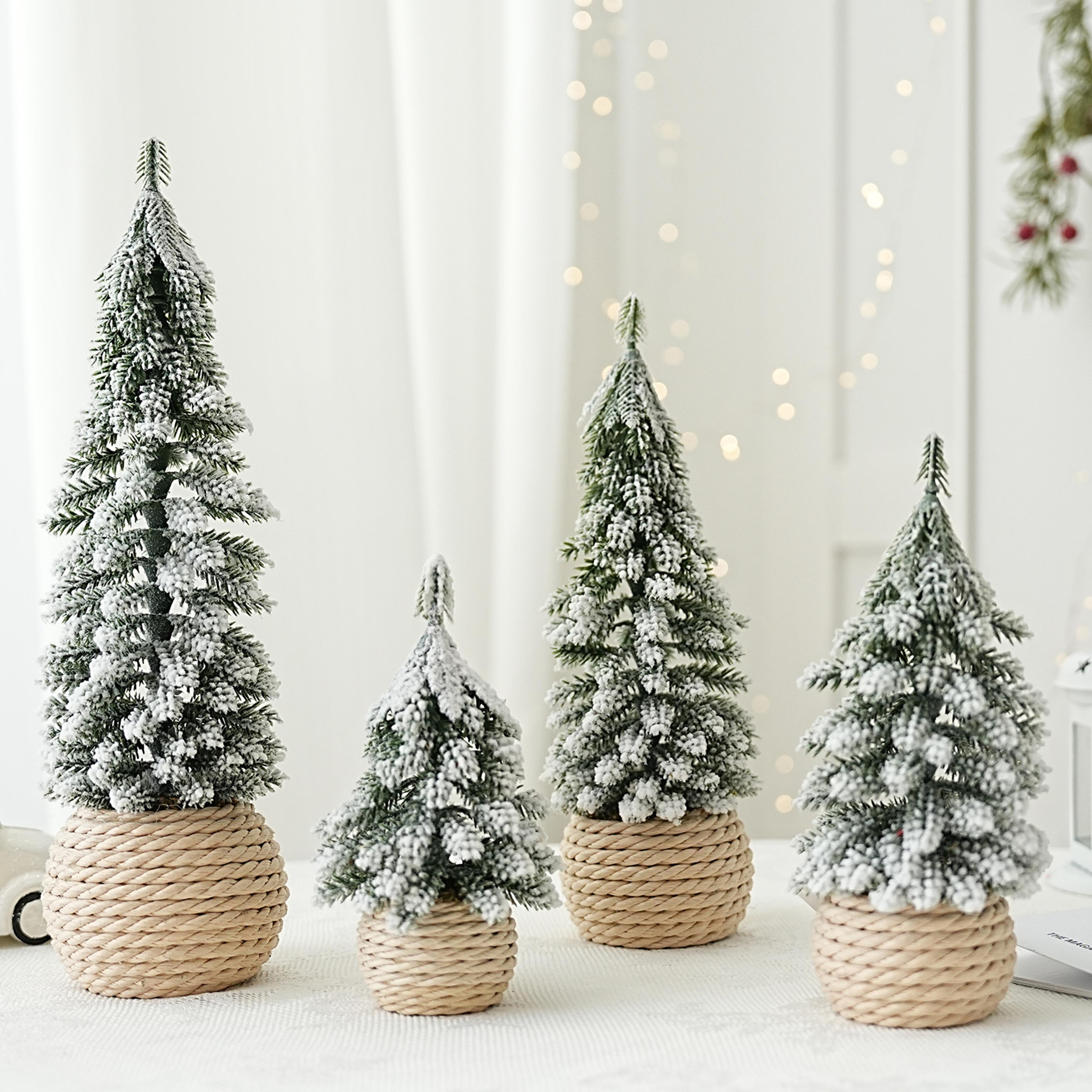 mini small desktop christmas tree ornament, pe flocked small tree desktop decoration, christmas tree simulation