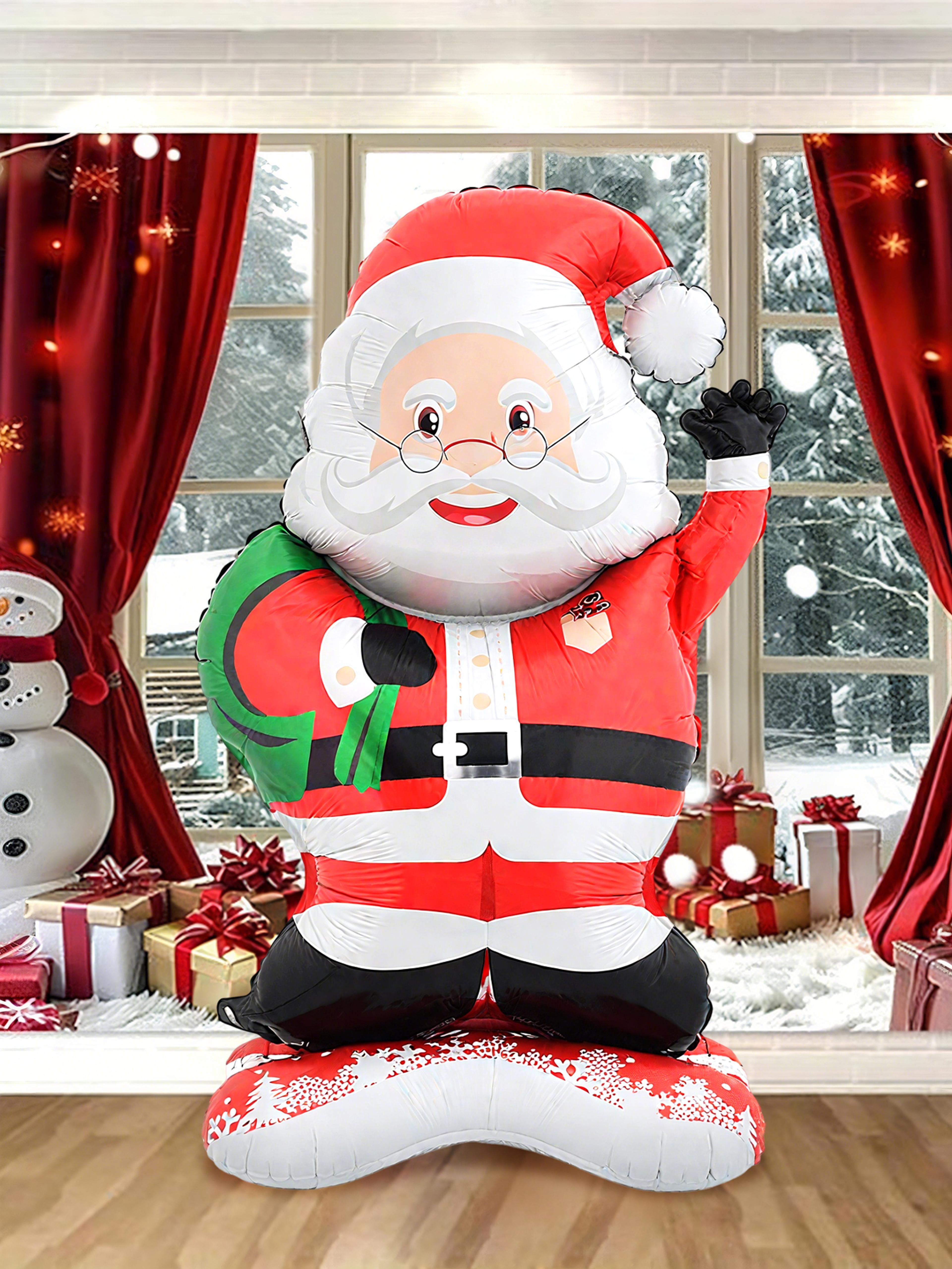 christmas decoration standing santa claus foil balloon, new year party family decor, santa gift theme holiday party