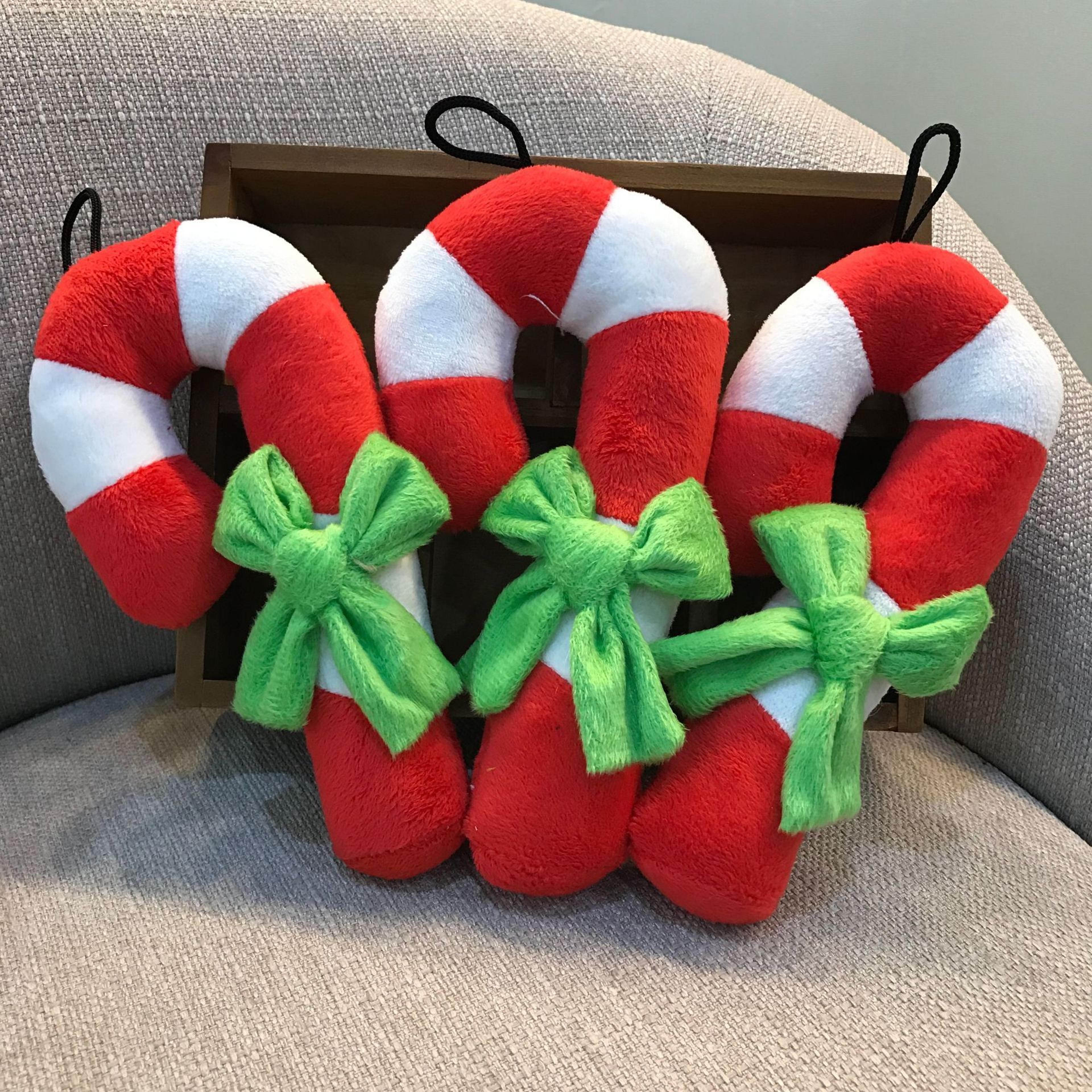 extra large christmas decoration, hanging ornament with red & white stripes, easy hang loop for tree, wall, mantel
