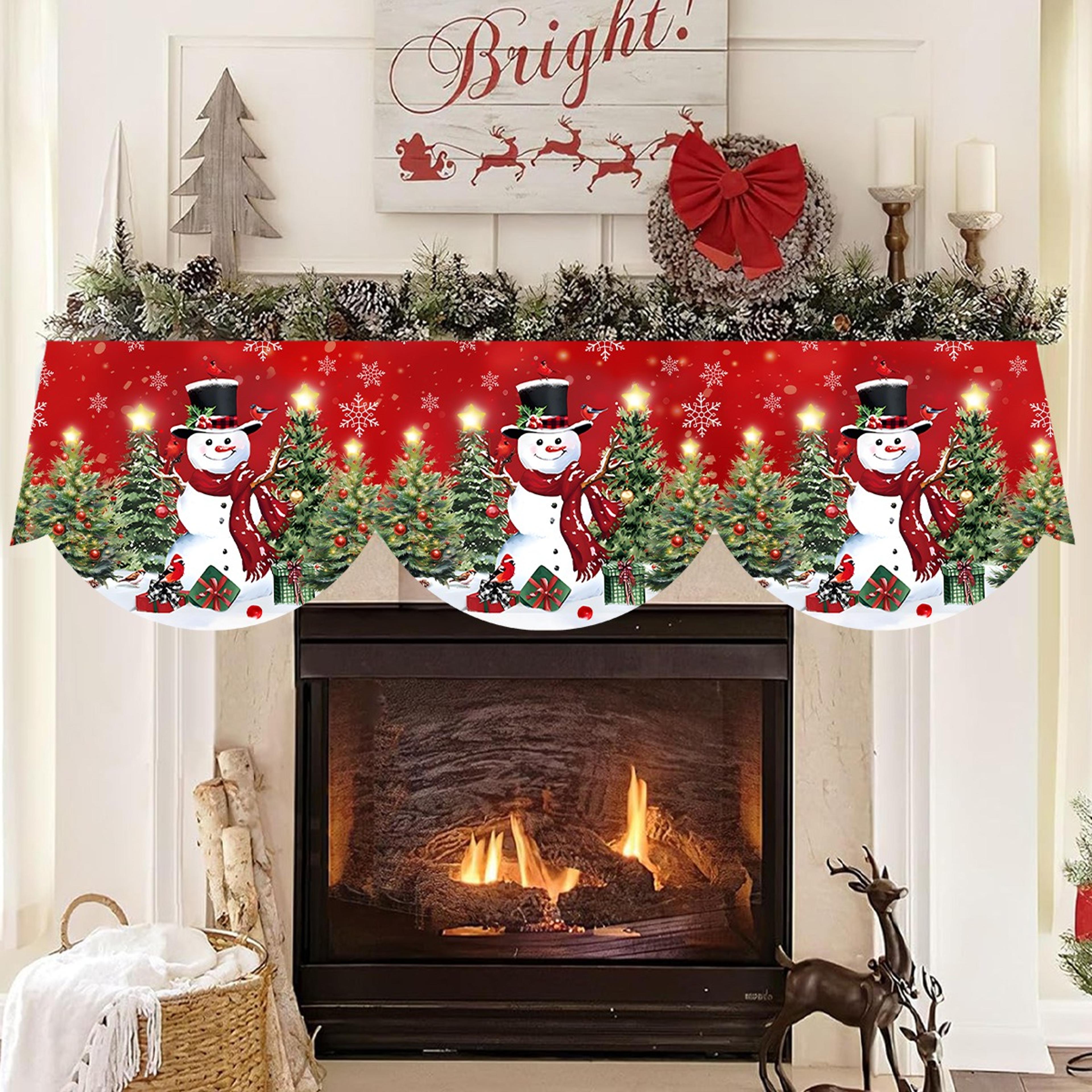 red christmas fireplace mantel scarf, table cover xmas ornaments, snowman navidad natal new year gifts for home
