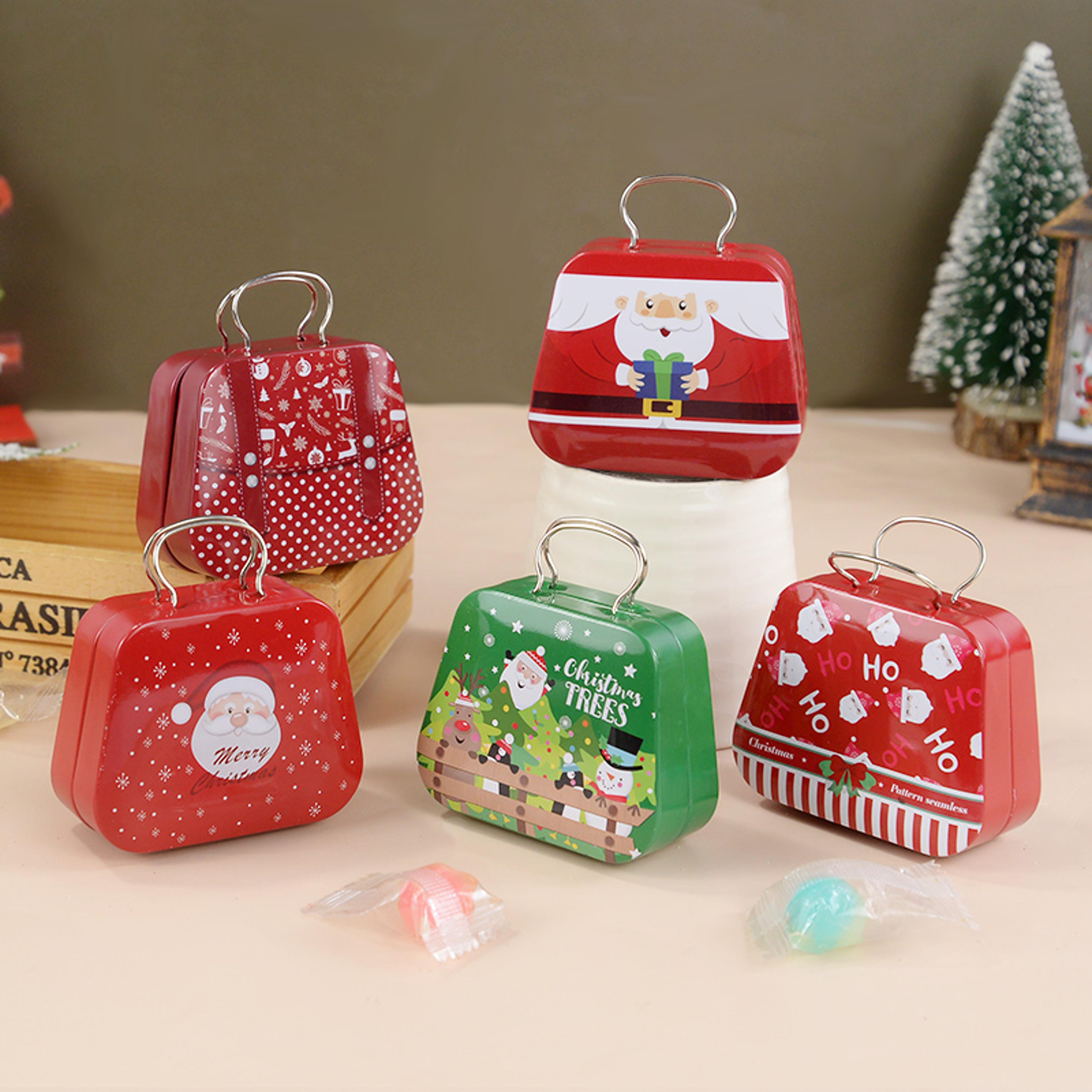 metal candy box, christmas tin handbag, cookie boxes, holiday xmas gift boxes, party supplies, ornaments