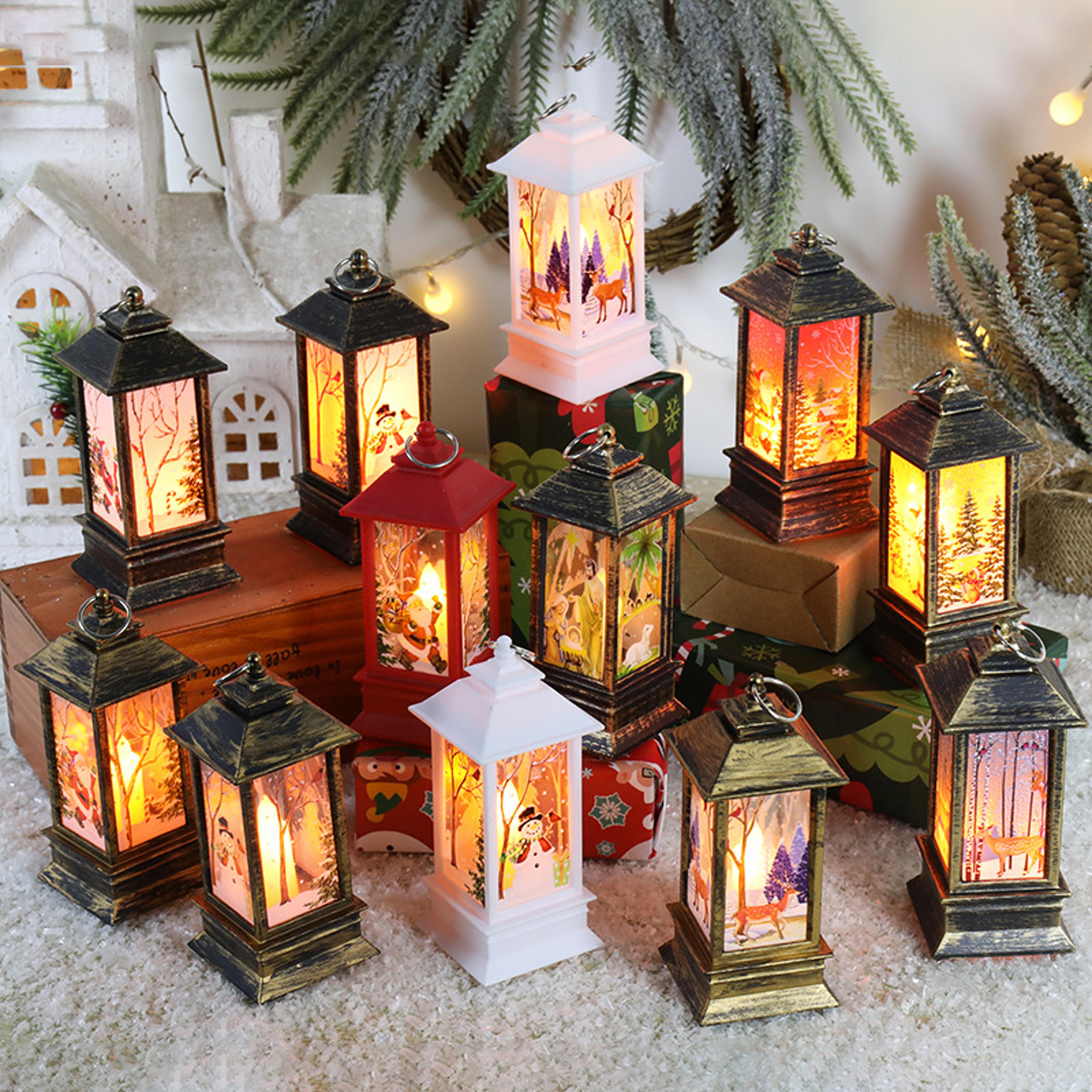 elk snowman decorations night lights, christmas santa lantern wind lights, desktop merry christmas decoration