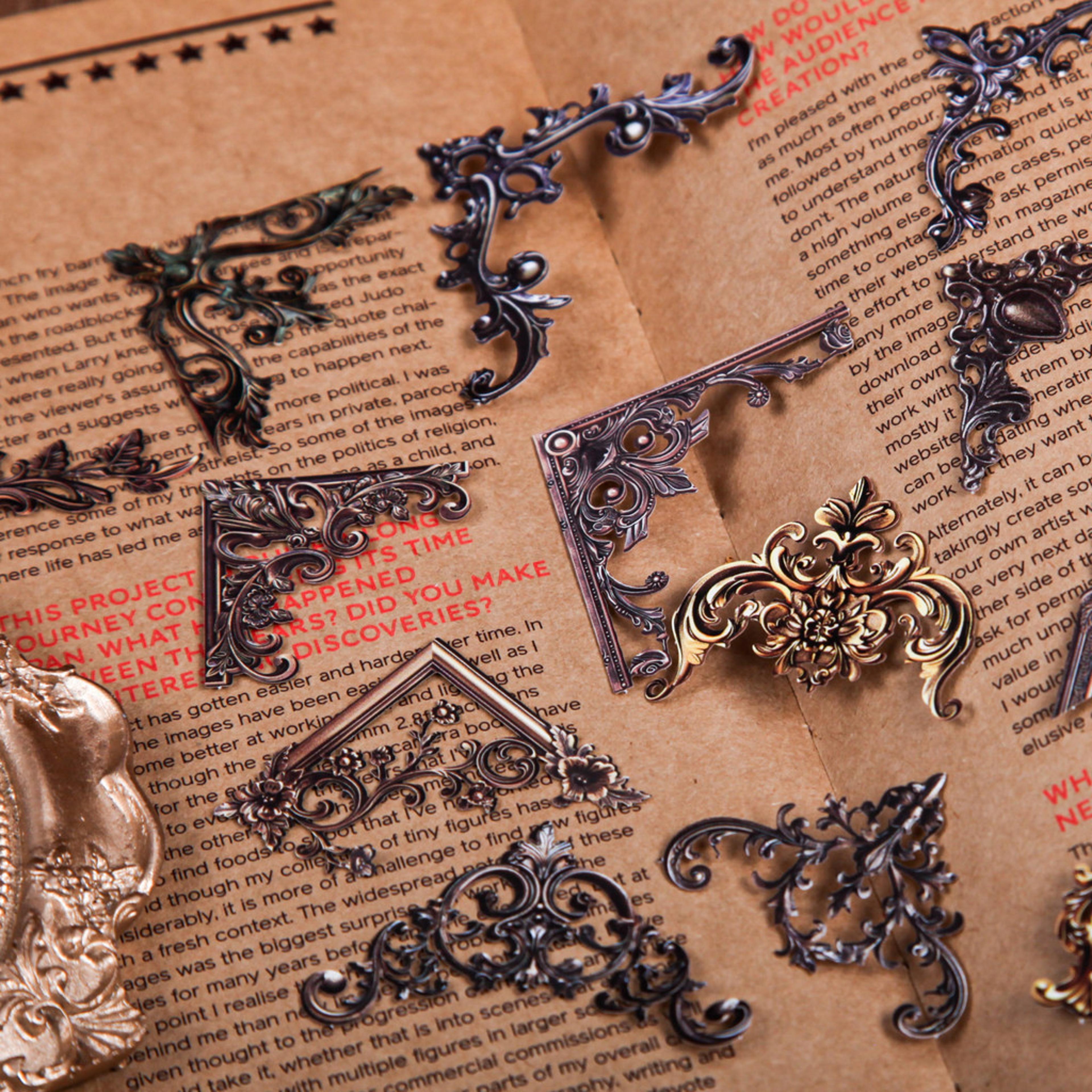 retro hollowed corner stickers for junk journal, vintage photo frames, scrapbooking material