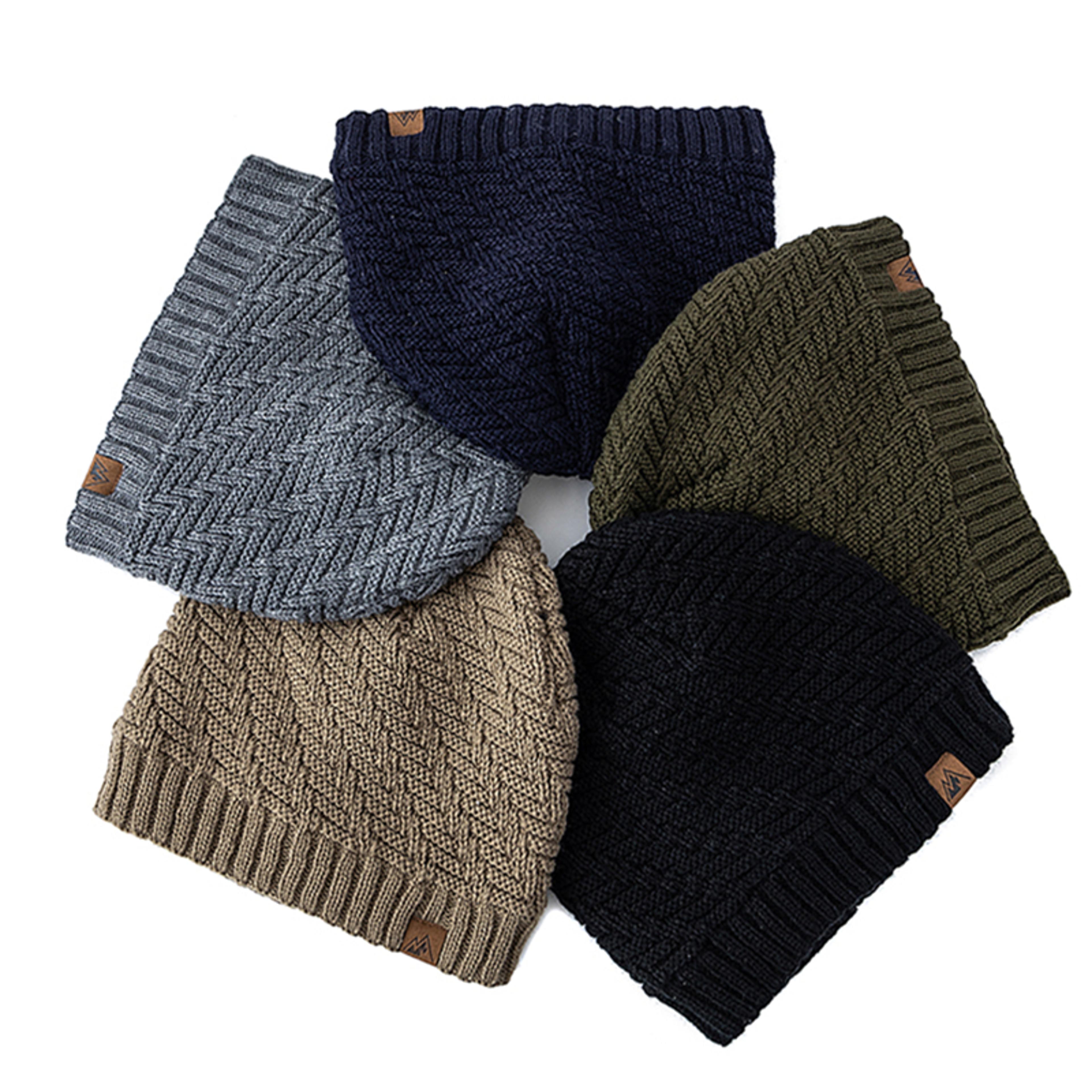 fashion knitted hats for men and women, unisex peak labal winter hats, lined warm sports hats beanie cap outdoor plush